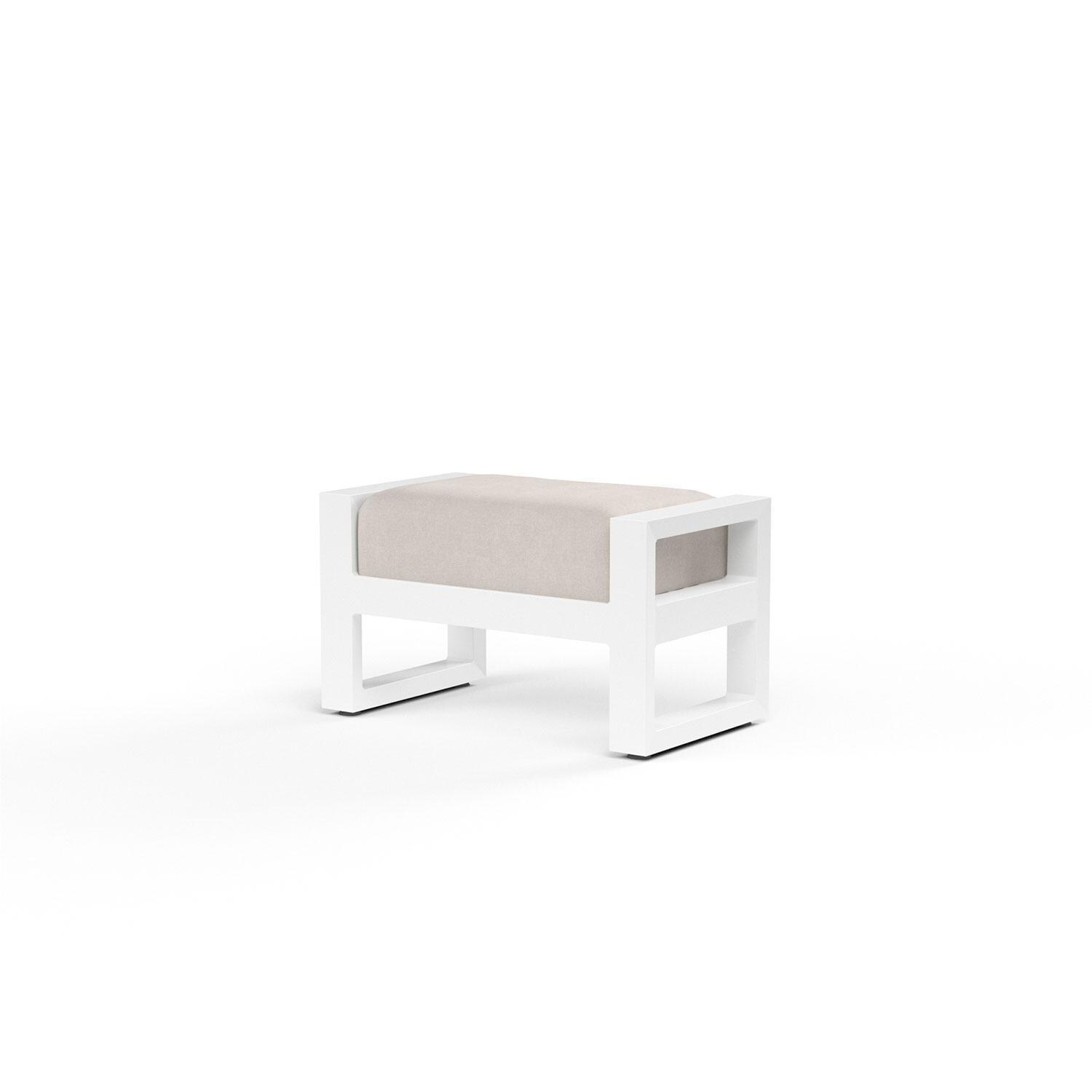 Newport 31 X 18 Rectangular Aluminum Patio Ottoman in Canvas Natural w/ No Welt by Sunset West - Display - White Background thumbnail