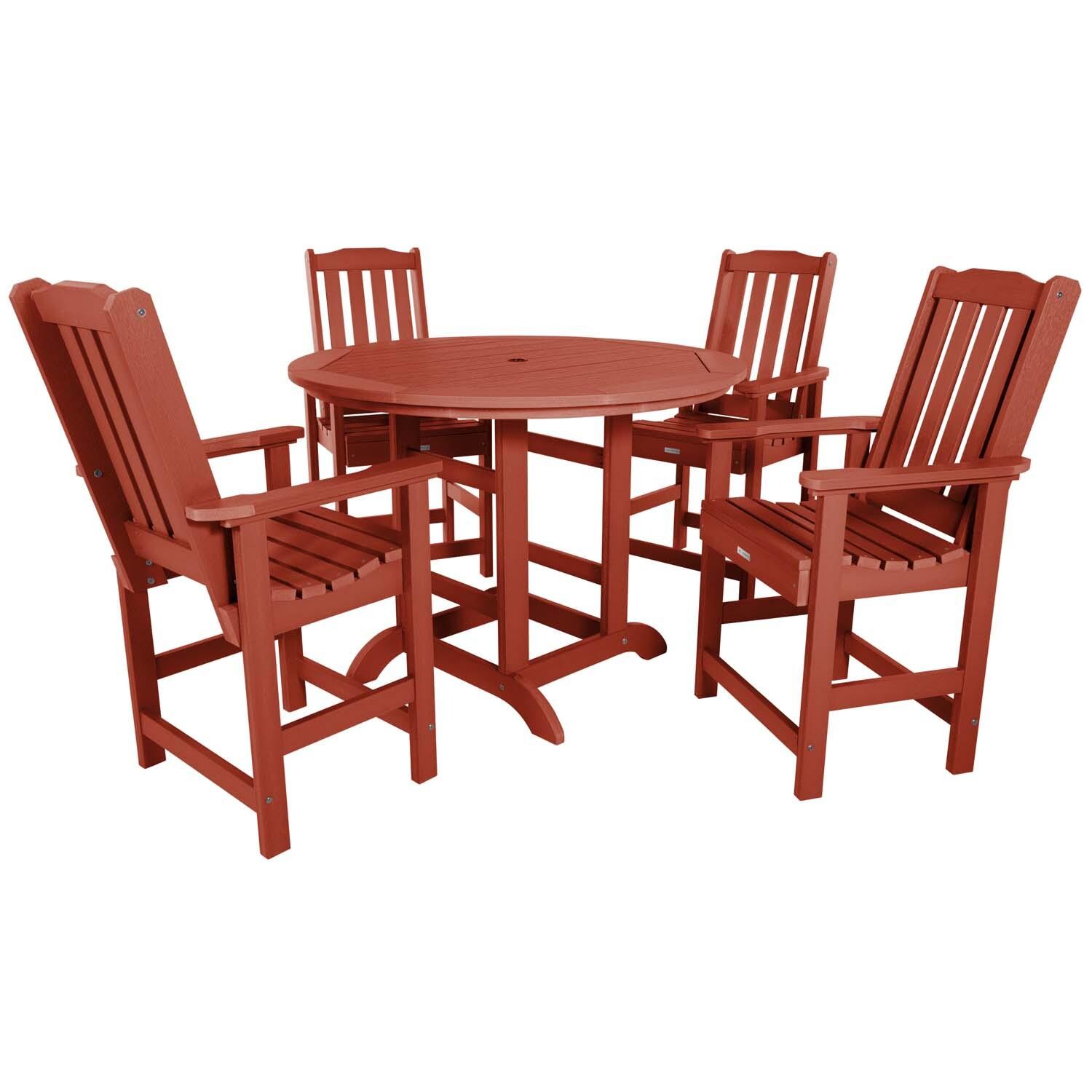 Hart Lane 5 Pc Set Recycled Plastic Counter Height Dining Set In Rustic Red By Lakeview - White Background thumbnail