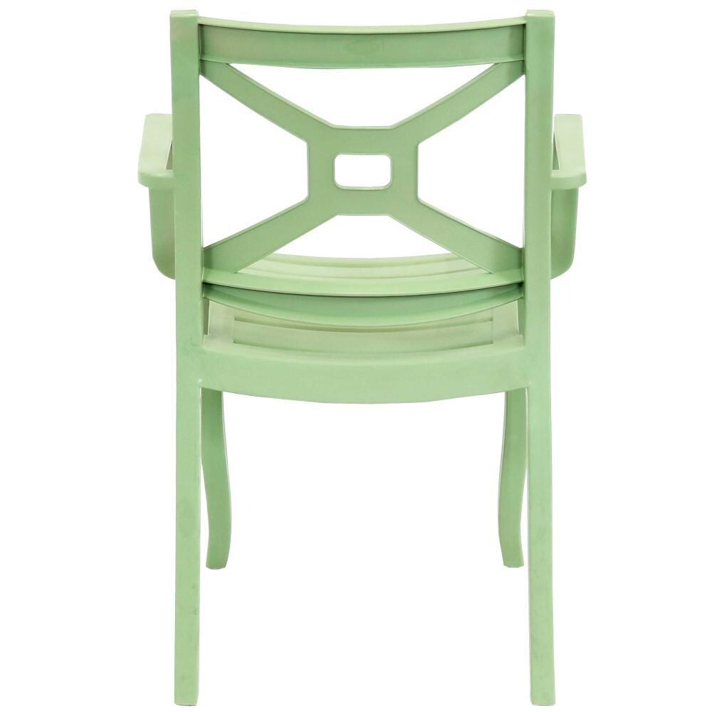 Ultimate Patio Spring Green Plastic Outdoor Arm Chair - Back of Chair thumbnail
