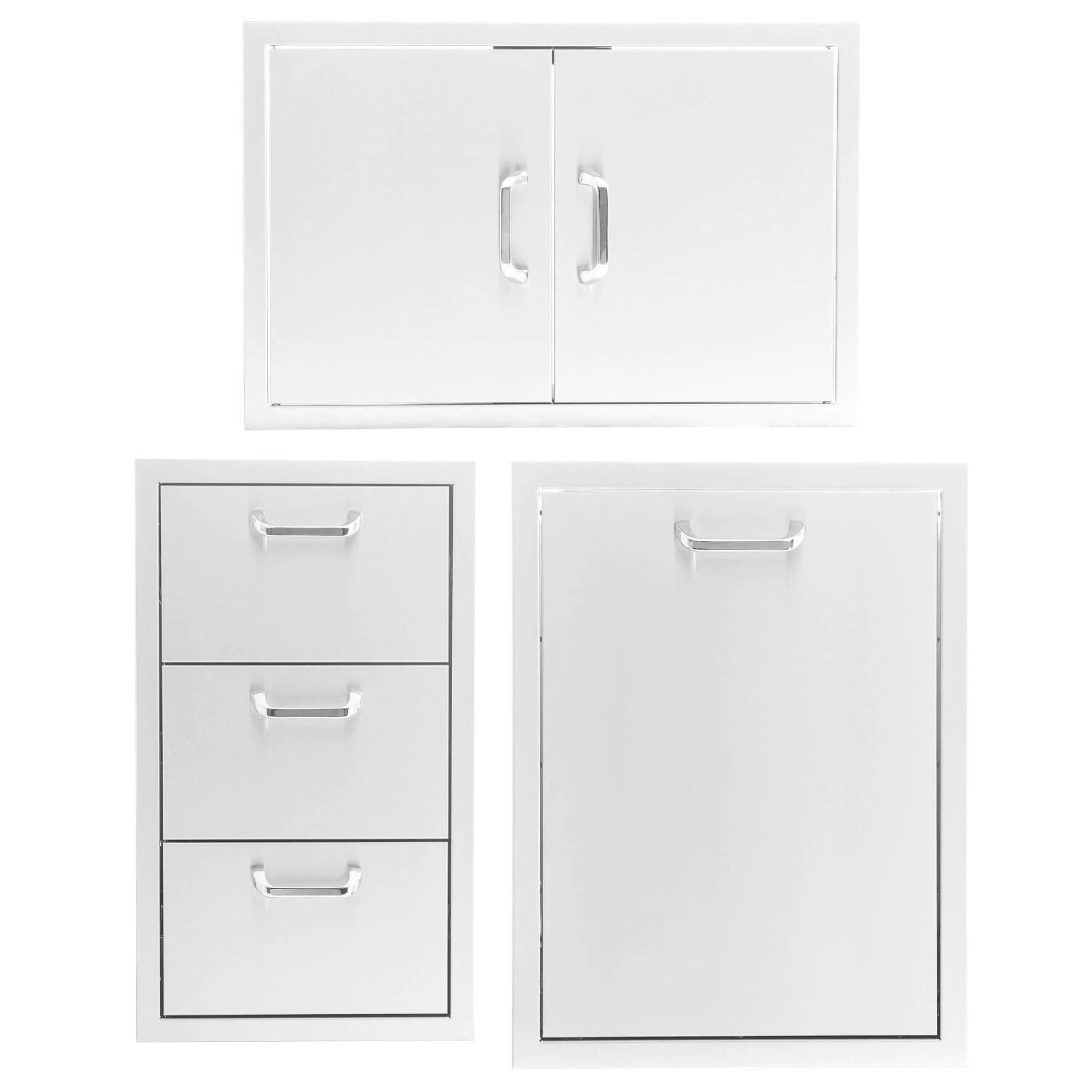 BBQGuys Signature 3 Pc 32-Inch Double Access Door Outdoor Kitchen Storage Package - Traditional - White Background thumbnail