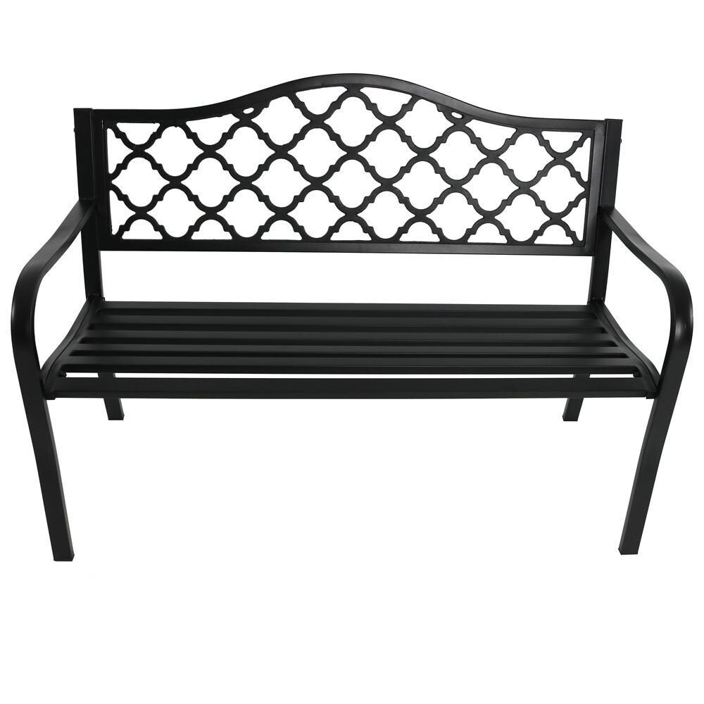 Ultimate Patio 50-Inch Cast Iron Lattice Patio Garden Bench - Front View thumbnail