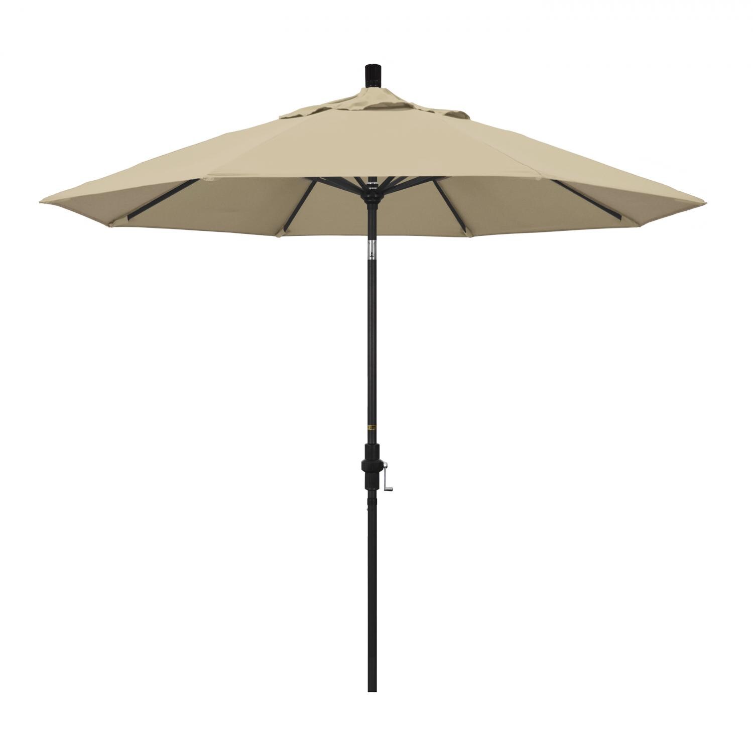 California Umbrella 9 Ft Octagonal Aluminum Collar Tilt Patio Umbrella W/ Crank Lift & Aluminum Ribs - Stone Black Frame / Sunbrella Canvas Antique Beige Canopy thumbnail