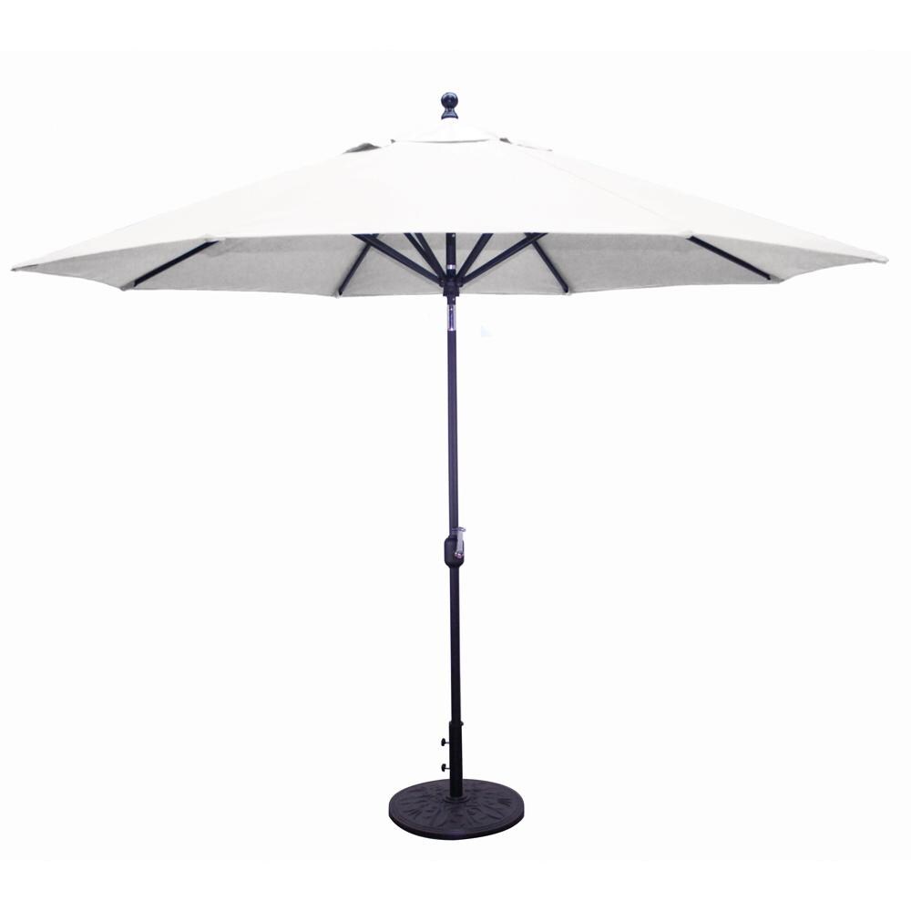 Galtech 11 Ft. Octagonal Aluminum Patio Market Umbrella W/ Crank Lift And Deluxe Auto Tilt - Black Frame W/ Sunbrella Canvas Natural Canopy