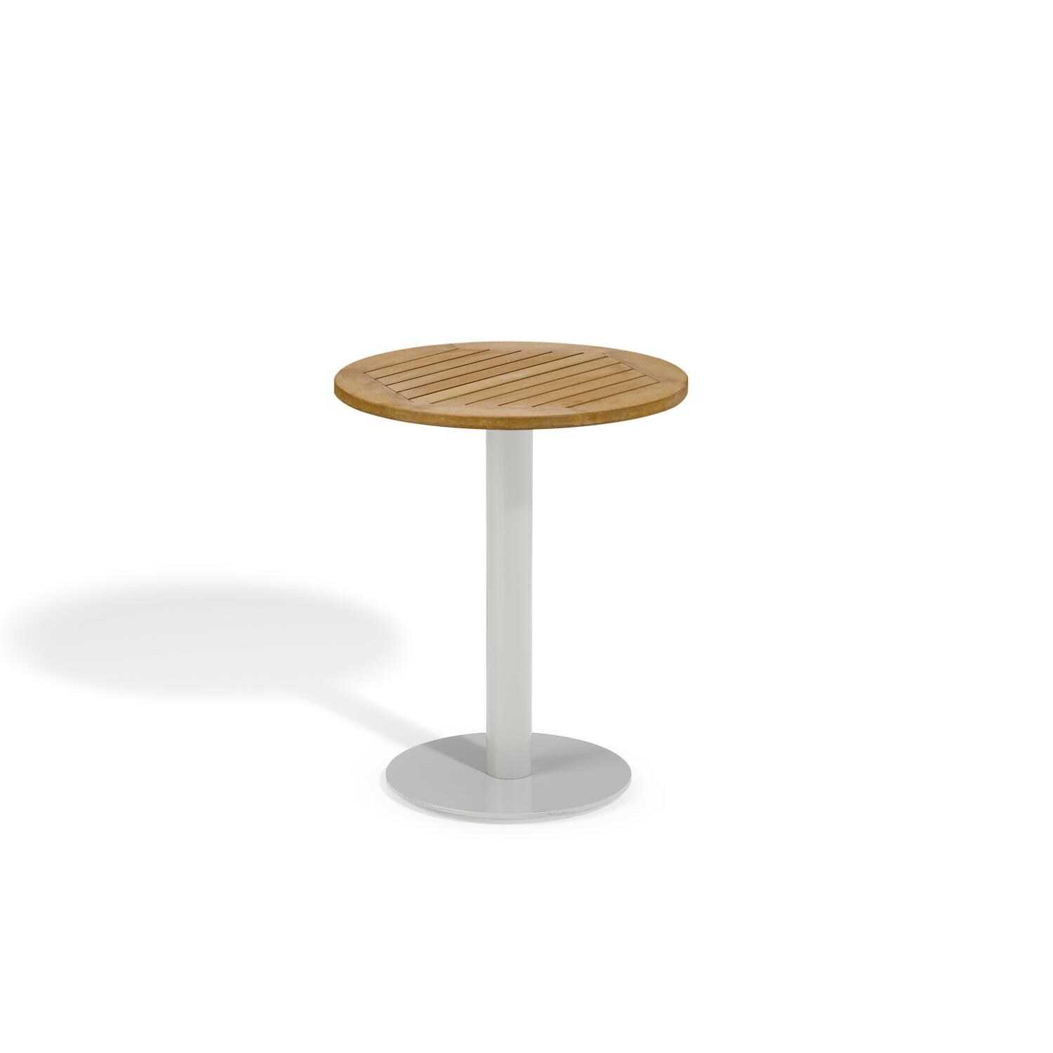Travira 24-in Aluminum/Teak Round Bistro Table in Natural/Flint by Oxford Garden