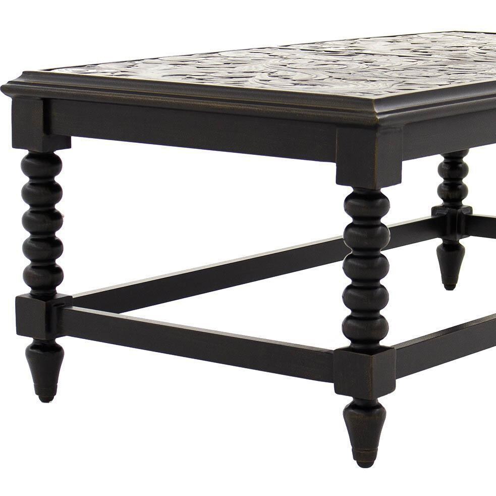 Du Monde 46 X 24 Inch Rectangular Cast Aluminum Outdoor Coffee Table - Leg Detail thumbnail