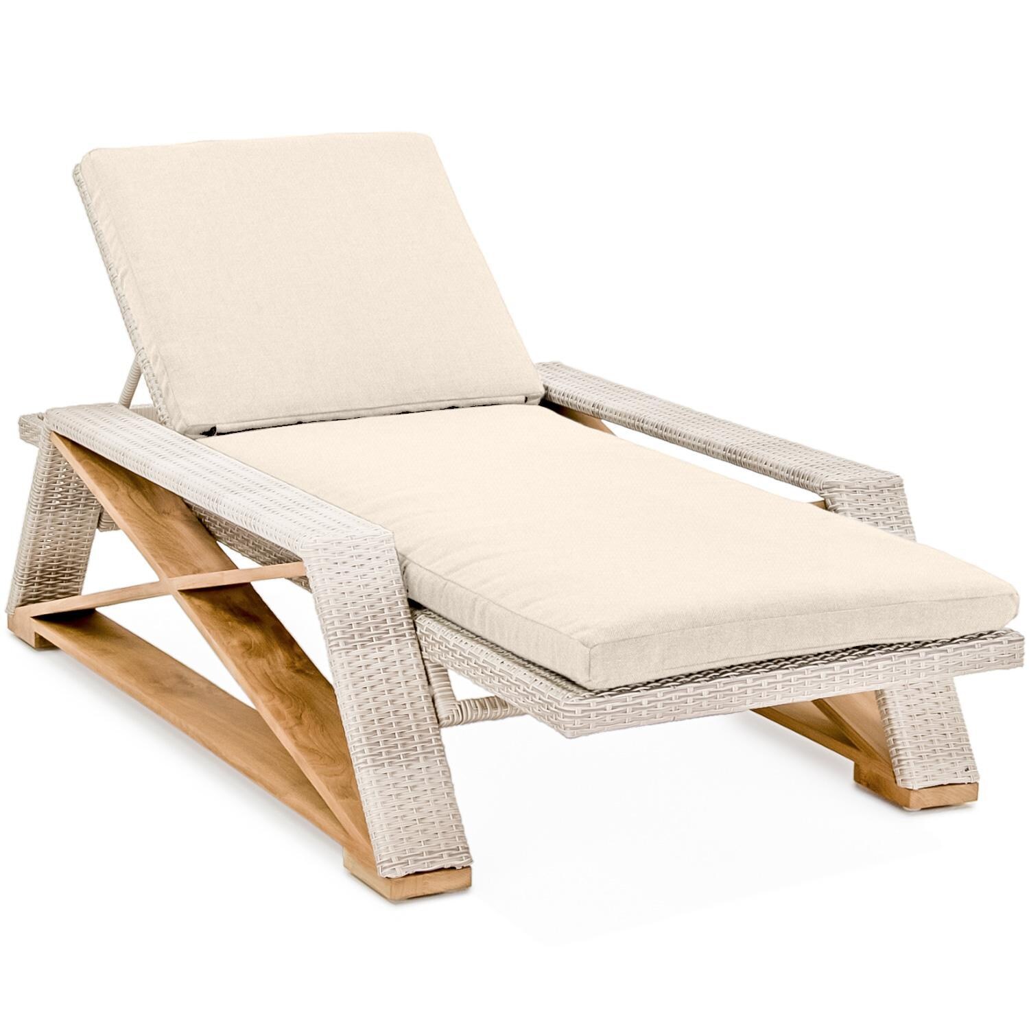 Caicos Chaise Lounge in Sand By Teak + Table