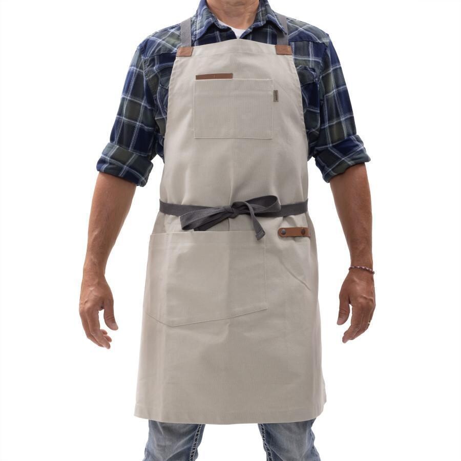 Barebones Living CKW-478 Chef Grilling Apron - Stone - White Background thumbnail