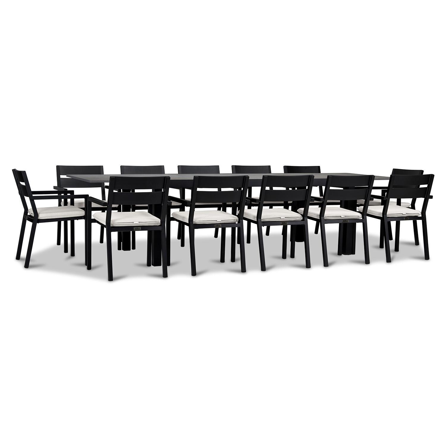 Calm Bay 13 Pc Extendable Dining Set in Black/Canvas Natural by Lakeview - White Background 2 thumbnail