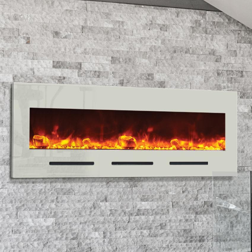 Amantii Wall Mount/Flush Mount 50-Inch Electric Fireplace with White Glass Surround - No Log Set - WM-FM-50-BG-NOLOG + 10701163B-WM50FLU 