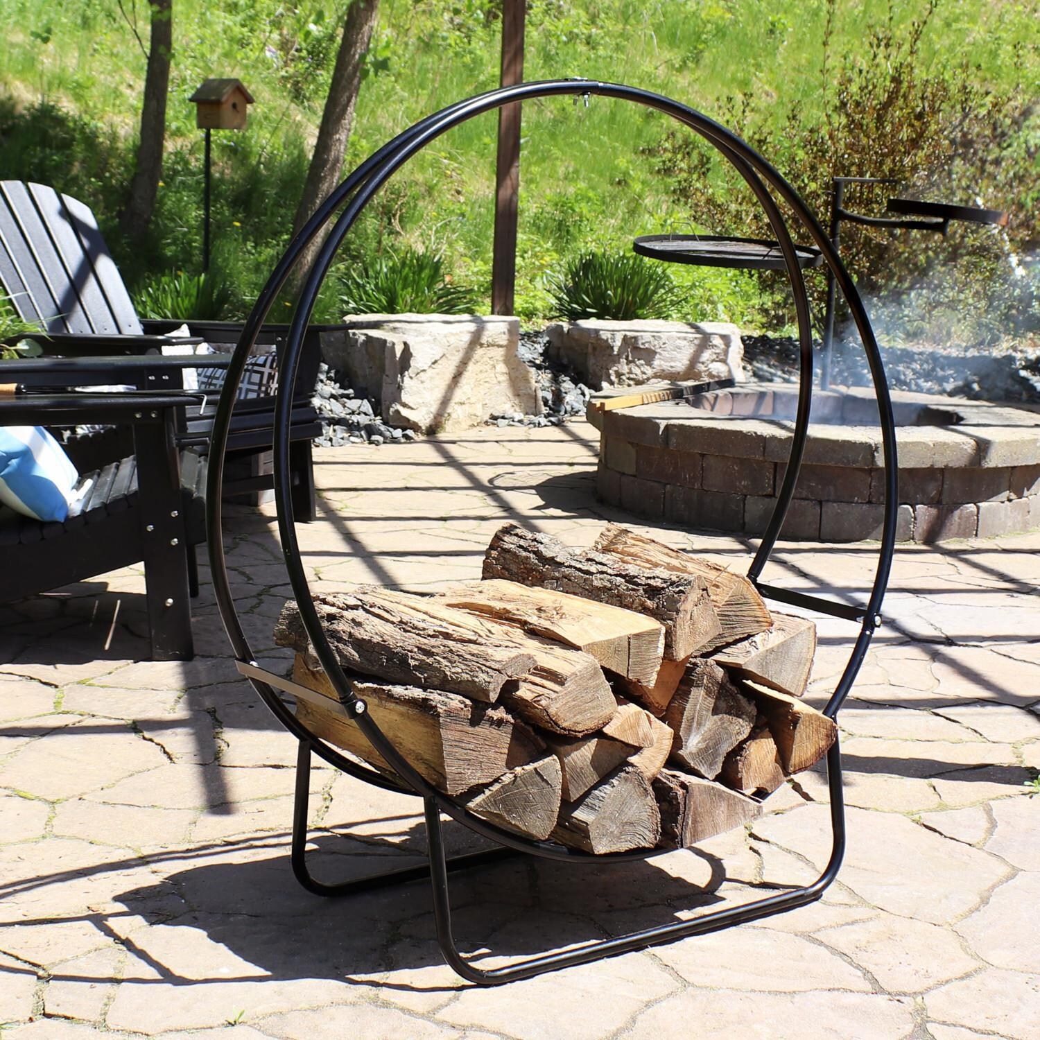 Ultimate Patio SC-QX48LH Steel Firewood Log Hoop - 48-Inch - Lifestyle thumbnail