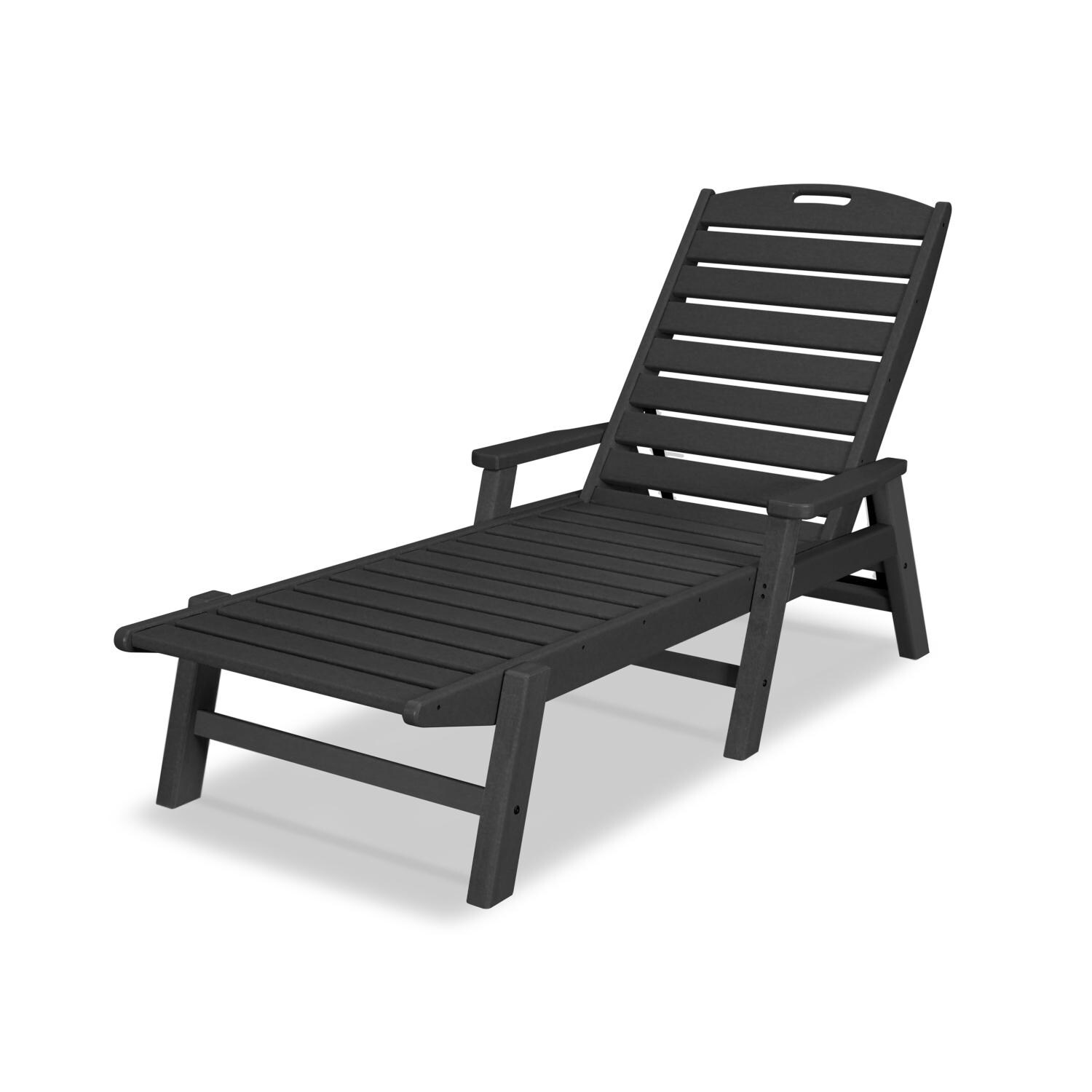 Nautical Recycled Plastic Chaise Lounge in Black by POLYWOOD