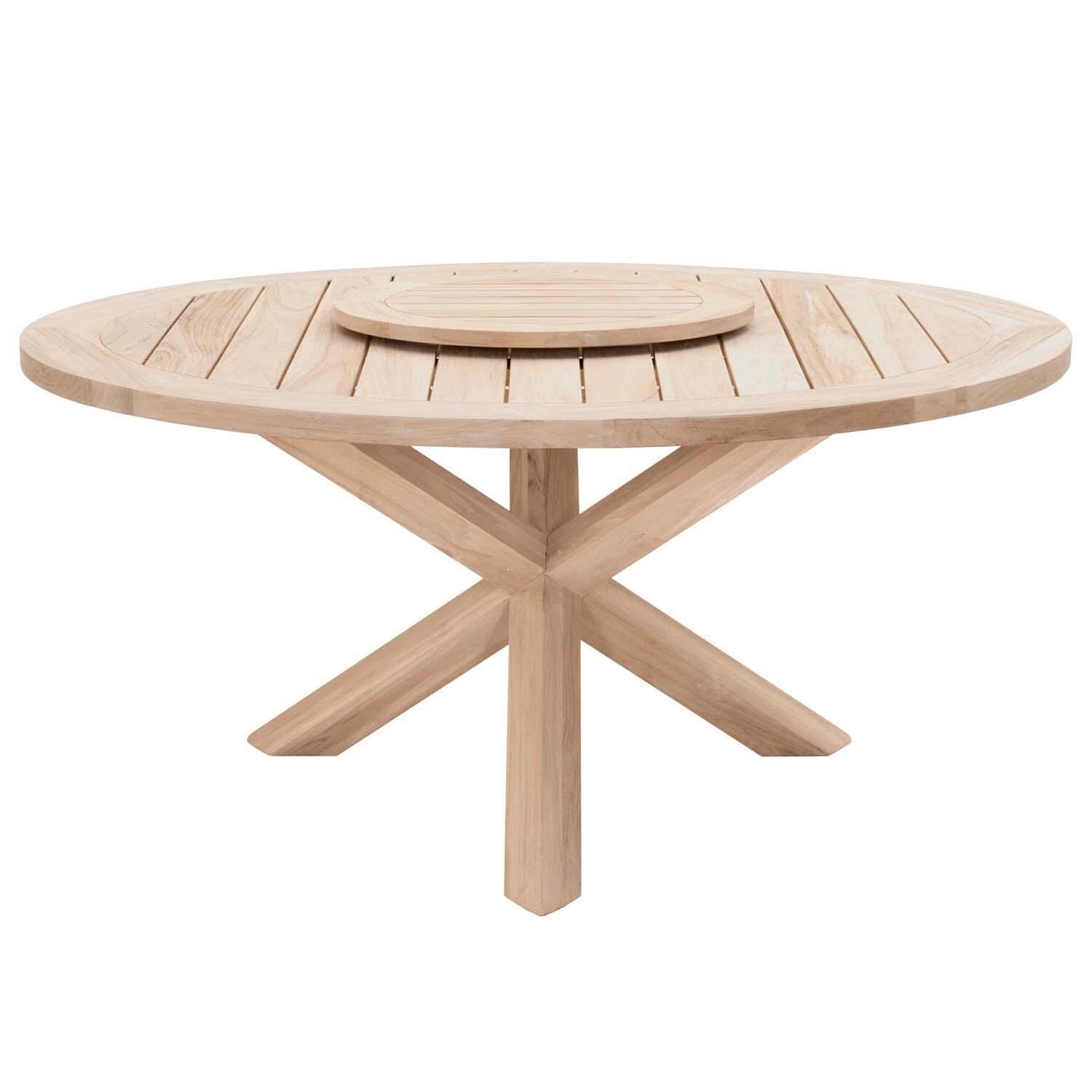 Lakeview Teak Lazy Susan in Gray Teak - On Table Front View thumbnail