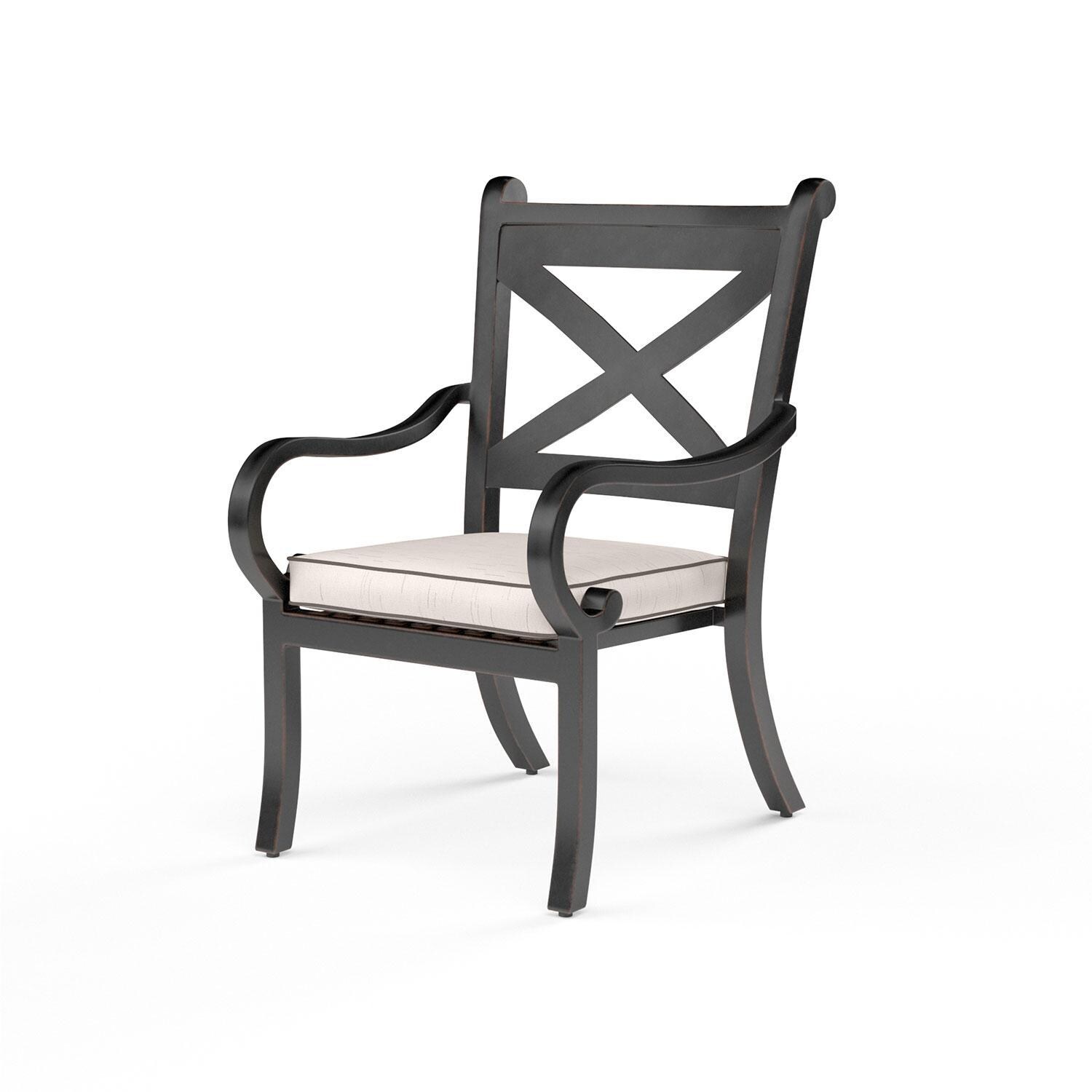 Monterey Aluminum Patio Dining Chair in Canvas Natural w/ Self Welt By Sunset West - Display - White Background thumbnail