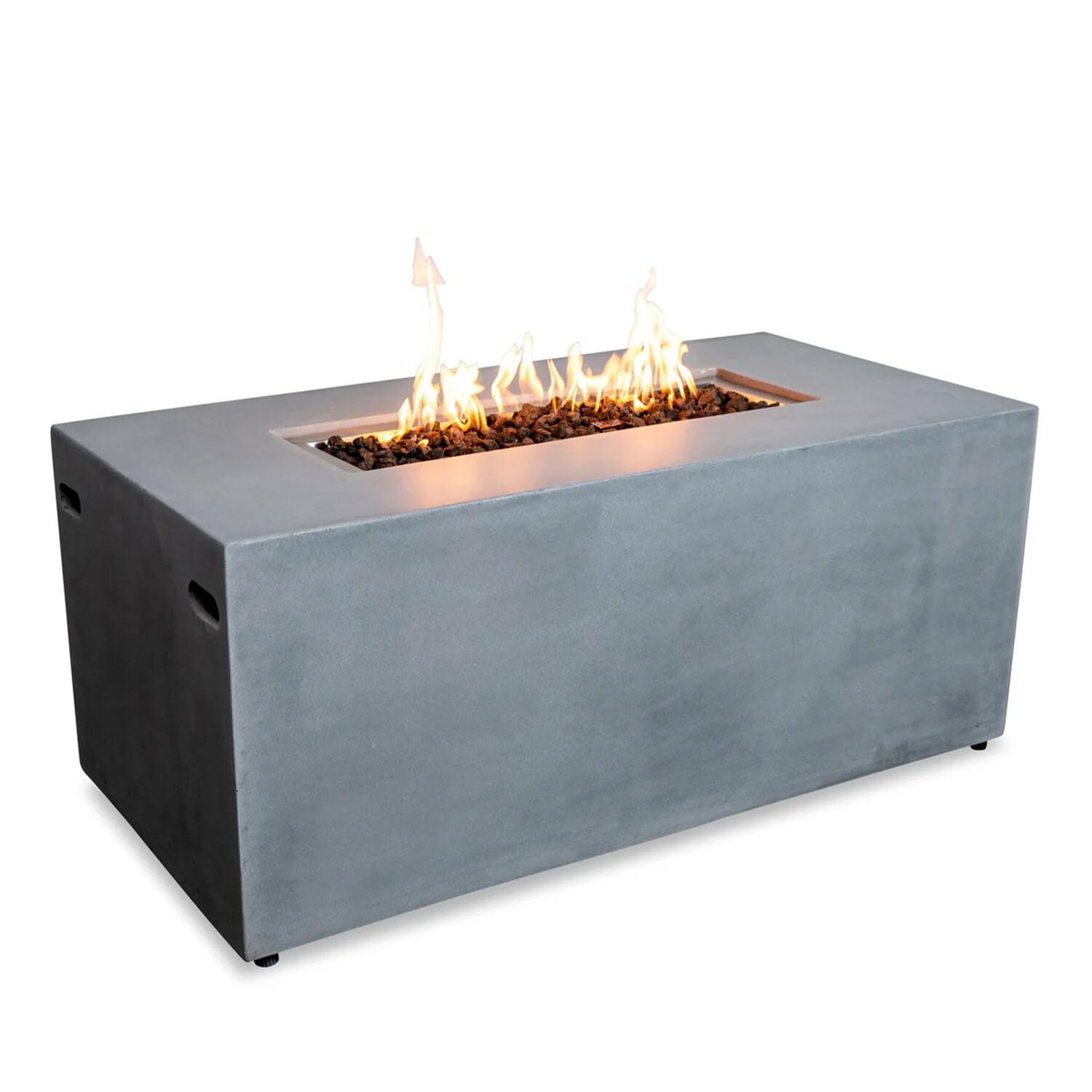 Glenwood 55-in Rectangular Concrete Propane Fire Pit in Natural Gray by Lakeview Outdoor Designs - White Background thumbnail