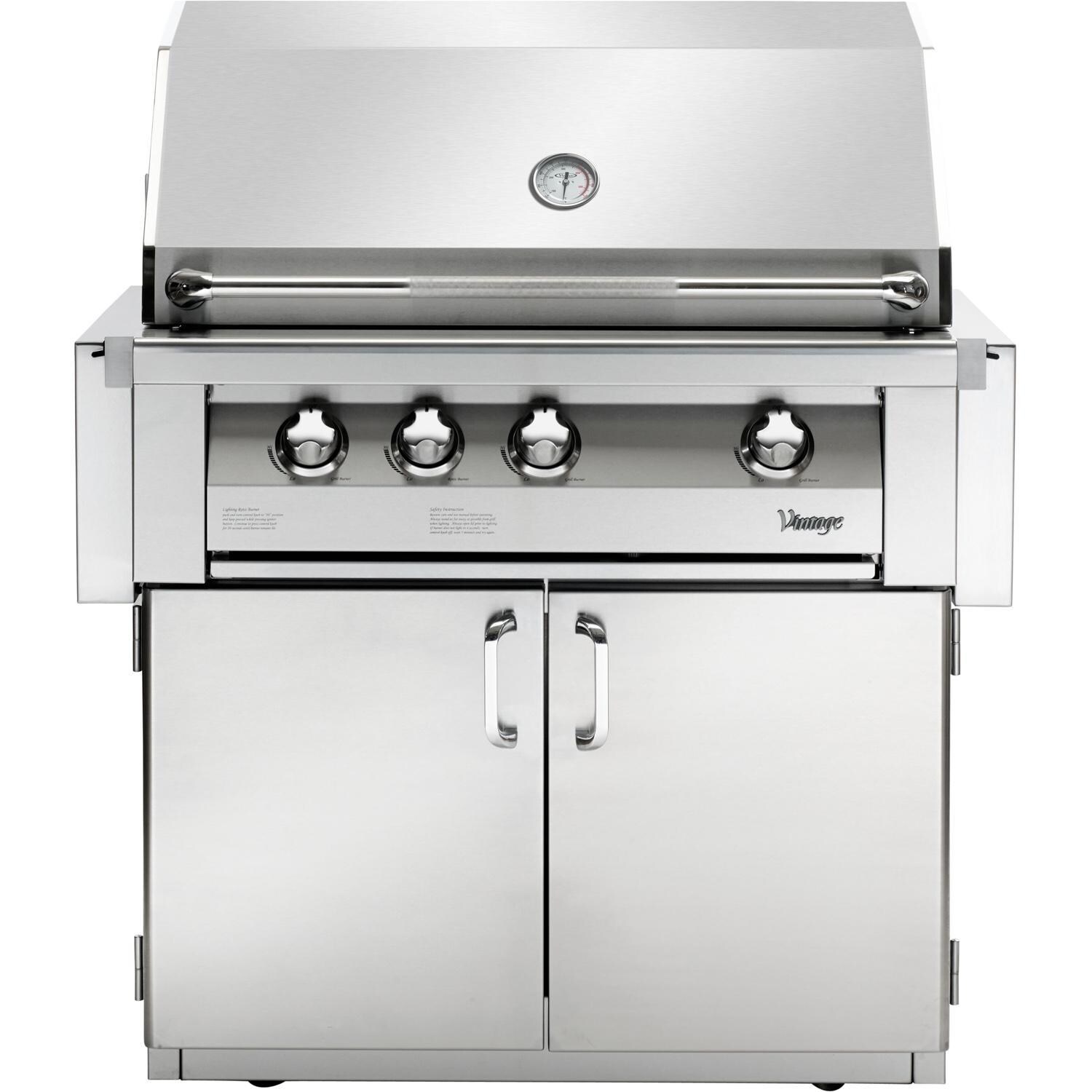 Vintage VBQ36G-L-1-KIT 36 Inch Liquid Propane Gas Grill with 2-Door Cart - White Background thumbnail