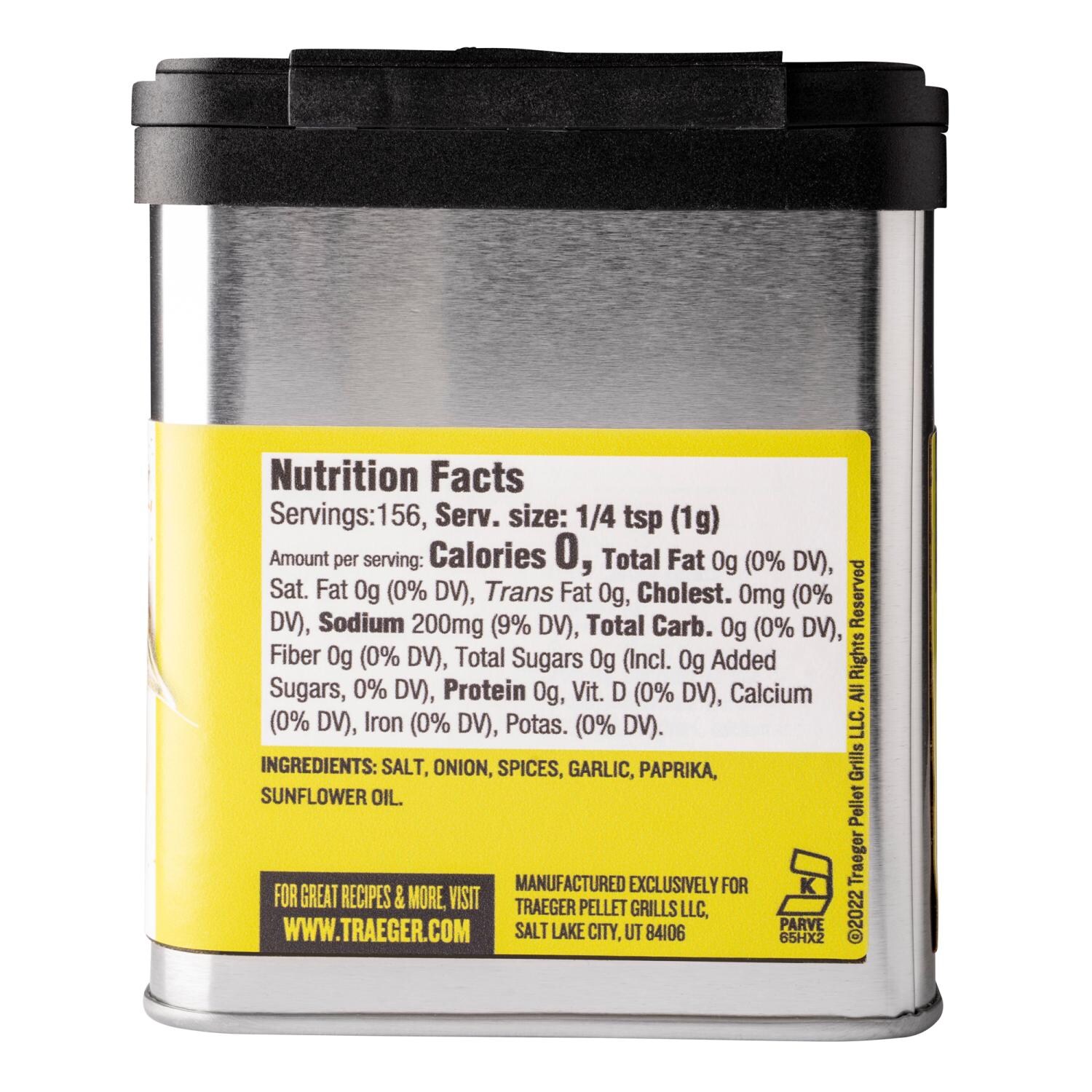 Traeger SPC176 Fin & Feather Rub - Nutrition Facts - White Background thumbnail