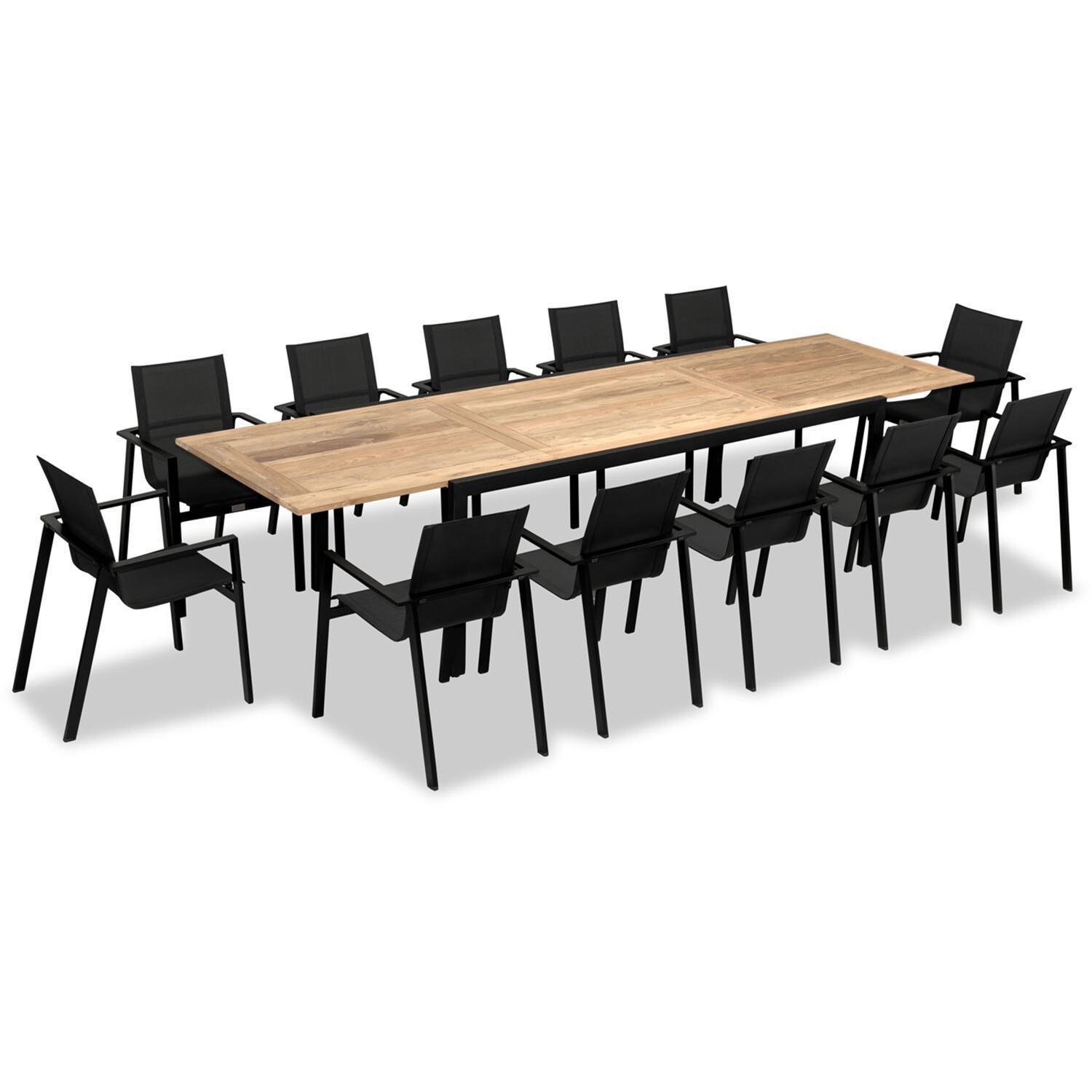Spring Bay 12 Seat Extendable Reclaimed Teak Dining Set - Angled View From Above - White Background thumbnail