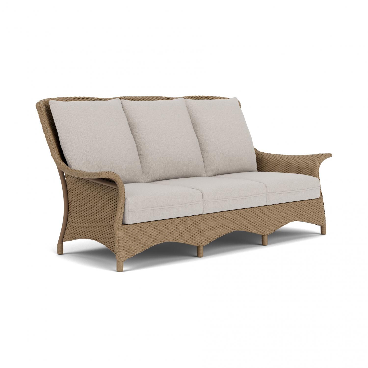 Lloyd Flanders Mandalay Sofa in Fawn Finish with Remy Cloud fabric - Angled thumbnail
