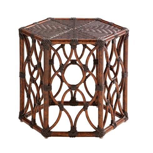 Black Sands 19 1/2 X 22 1/4 Inch Hexagonal All Weather Wicker Patio End