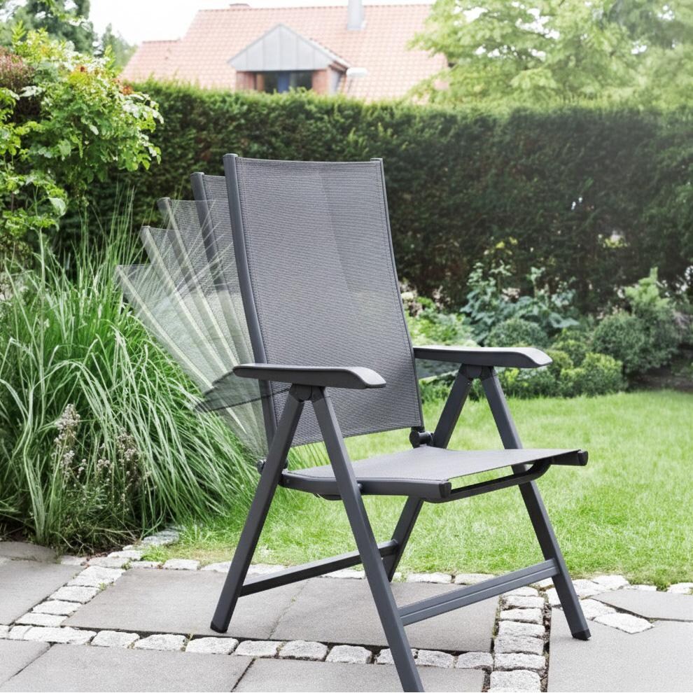 KETTLER Basic Plus Aluminum Patio Multi-Position Dining Arm Chair
