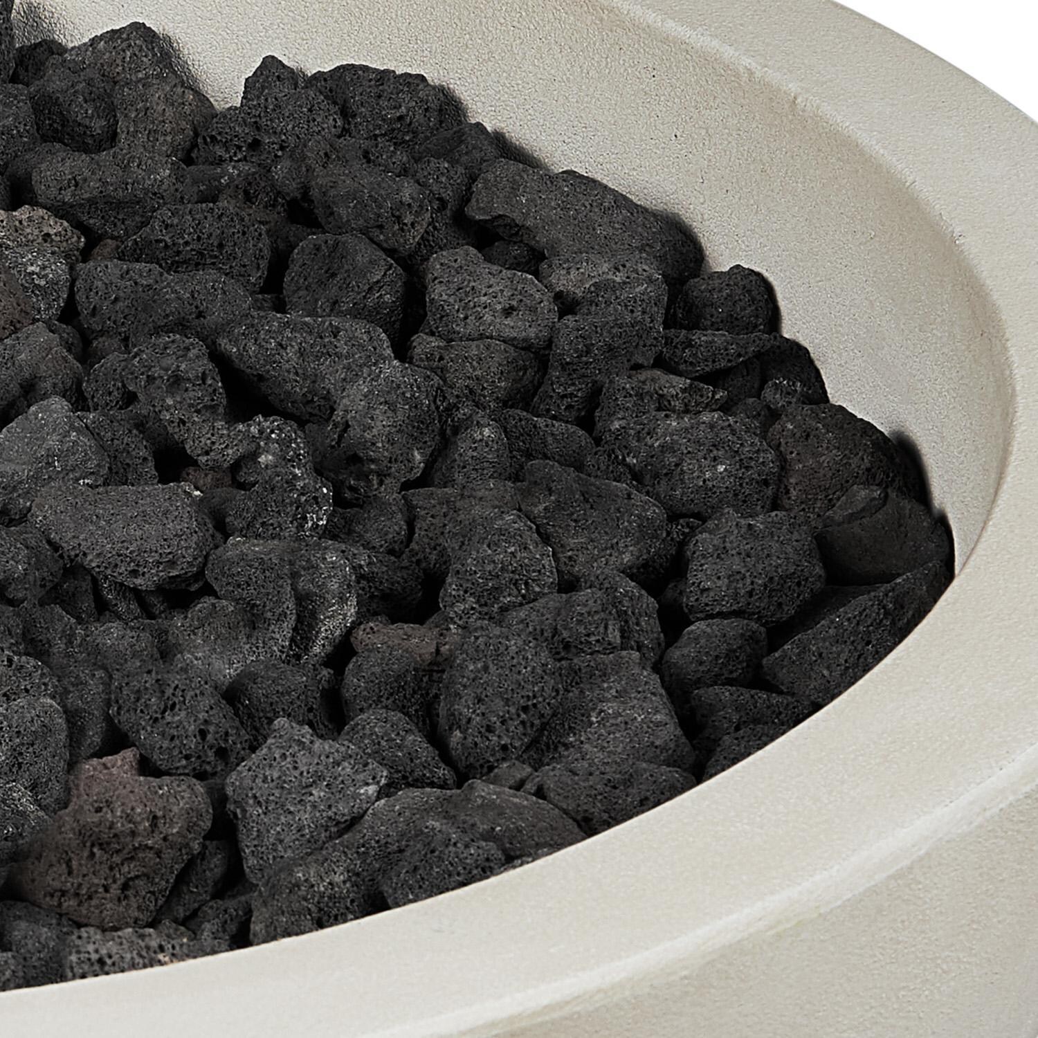 Dustyview 42 Inch Round Glass Fiber Reinforced Concrete Propane Fire Bowl in Fog by BBQGuys Signature - Lava Rocks - Detail thumbnail