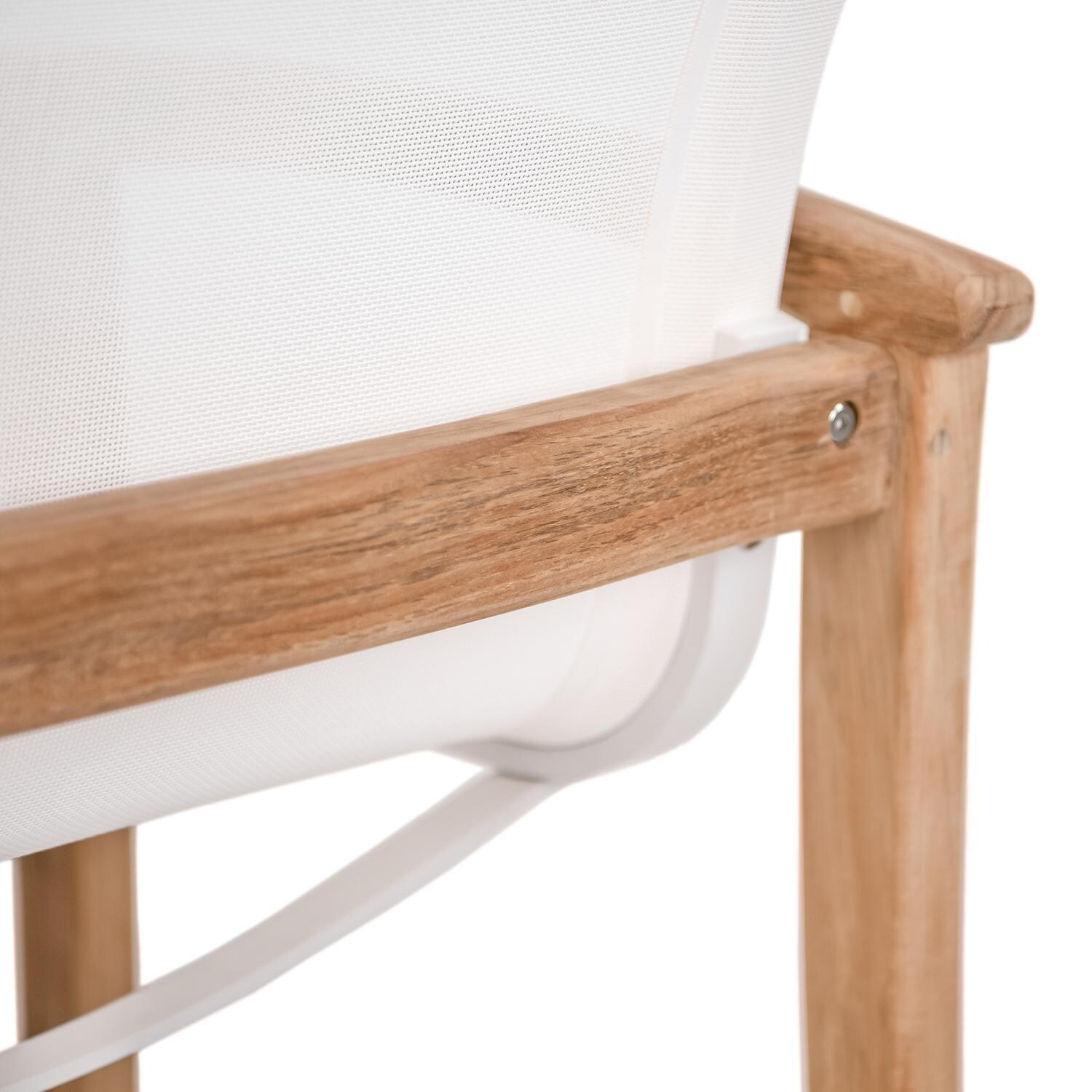 Teak + Table Capri Sling Bar Chair in White - Frame Detail - Detail thumbnail