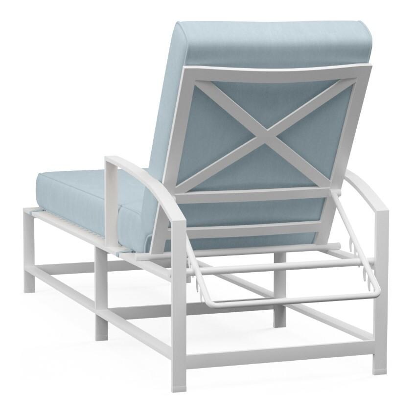Bristol Aluminum Chaise Lounge w/ Self Welt in White/Canvas Skyline by Sunset West - Chair Back - White Background thumbnail