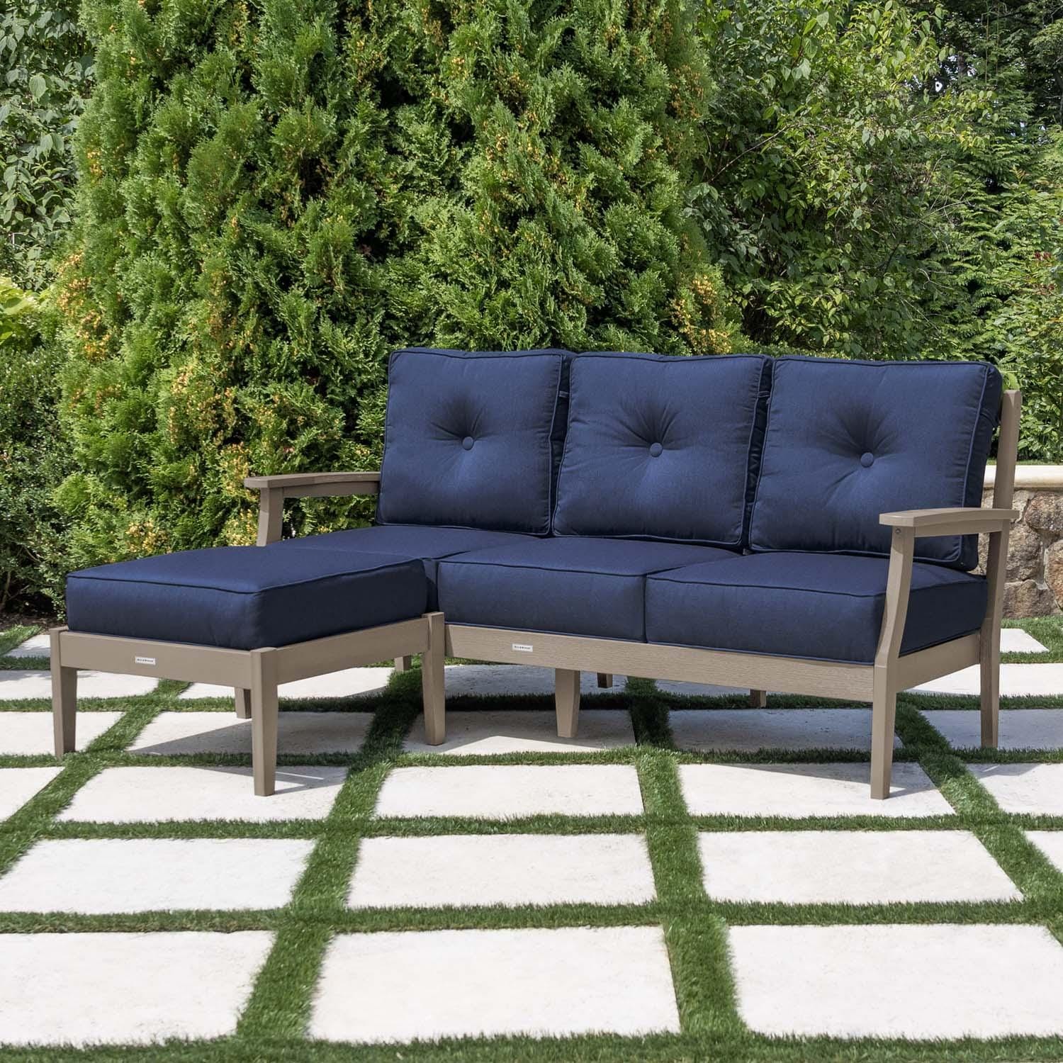 Blushing Bay 2 Pc Recycled Plastic Seating Set in Spectrum Indigo/Woodland Brown by Lakeview Outdoor Designs - Angled Left - Lifestyle thumbnail