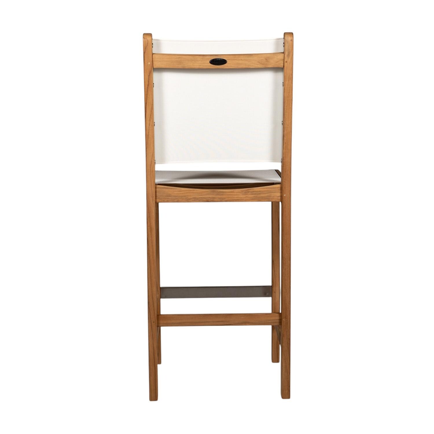 Royal Teak Collection BARWS Legacy Teak Sling Bar Stool in White - Back - White Background thumbnail