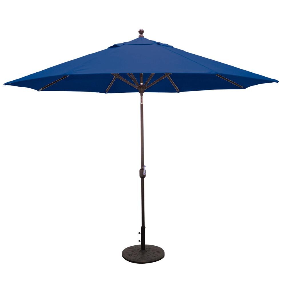 Galtech 11 Ft. Octagonal Aluminum Patio Market Umbrella W/ Crank Lift And Deluxe Auto Tilt - Antique Bronze Frame W/ Sunbrella Canvas Navy Canopy