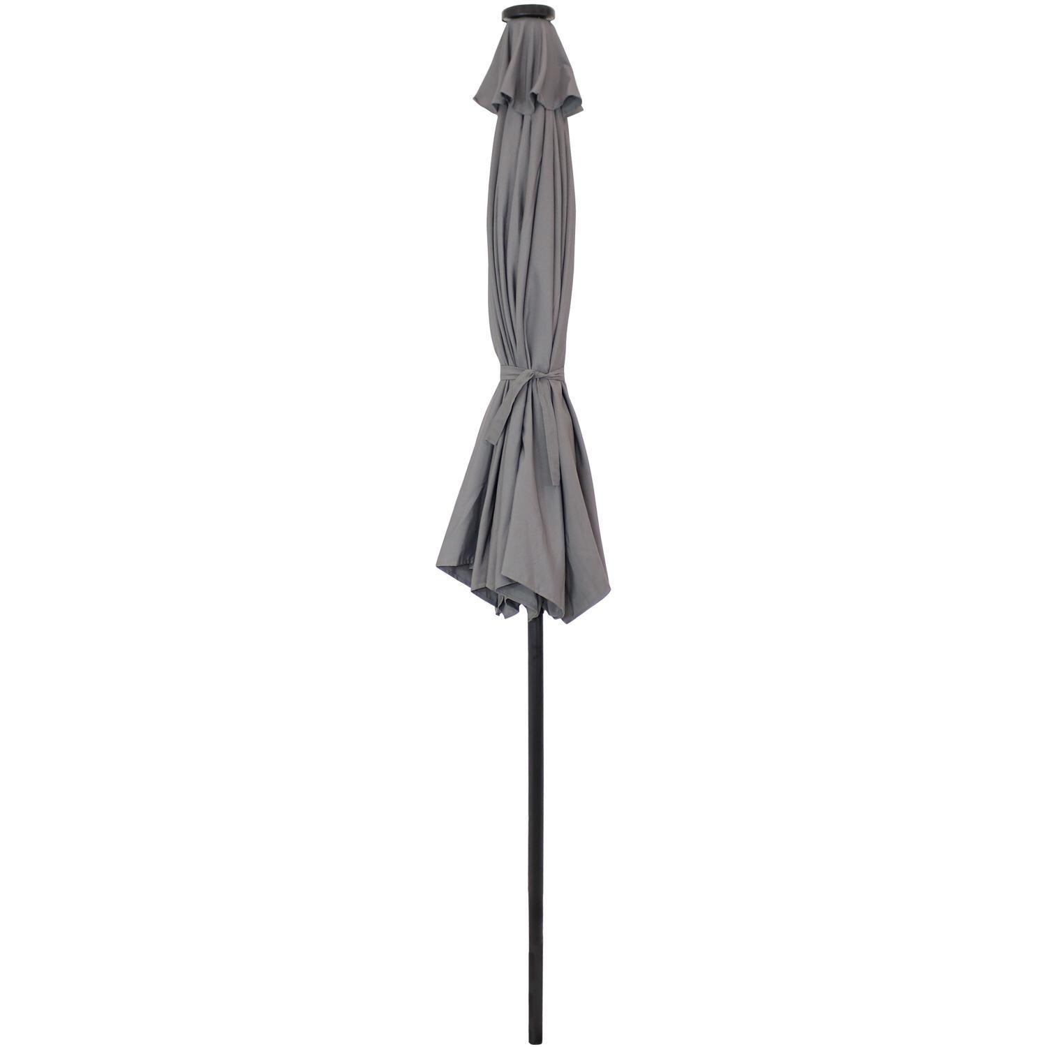 Ultimate Patio 9 Ft. Solar Lighted Octagonal Patio Umbrella W/Crank - Gray - Closed thumbnail