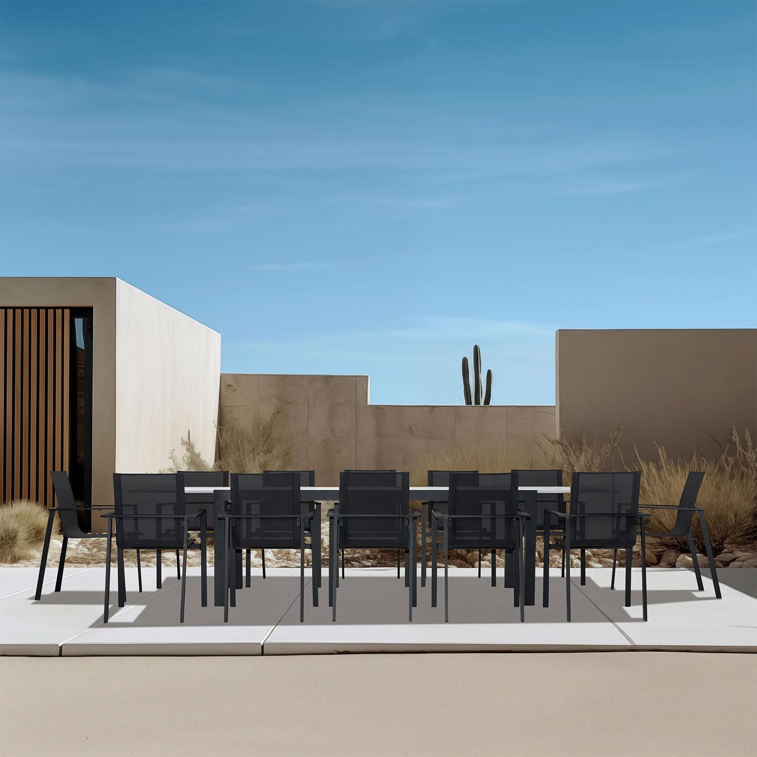 Spring Bay 13 Pc Aluminum Dining Set - Extendable - Black/Concrete by Lakeview Outdoor Designs