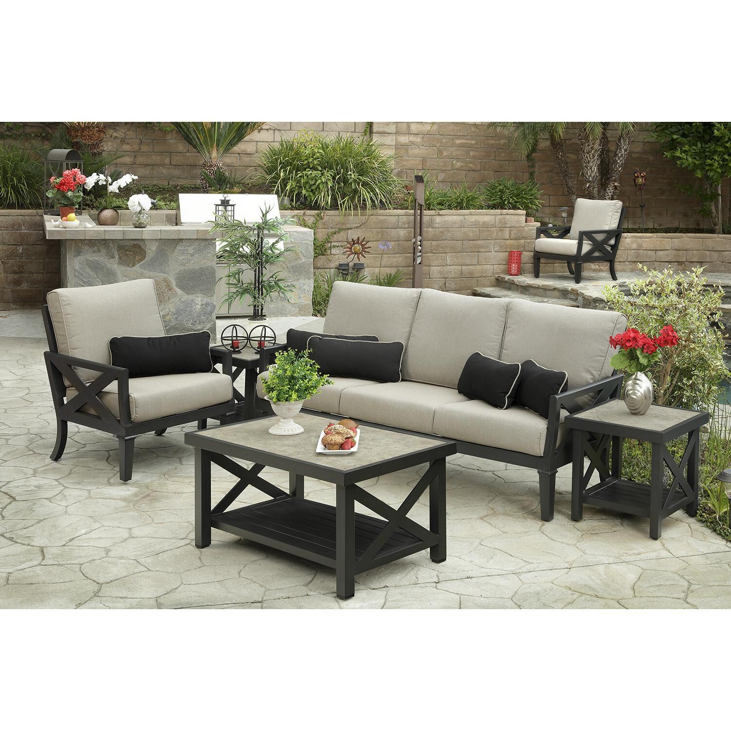 Lakeview Outdoor Designs Lake Charles 6 Piece Aluminum Patio Conversation Set - Lifestyle View On The Patio thumbnail