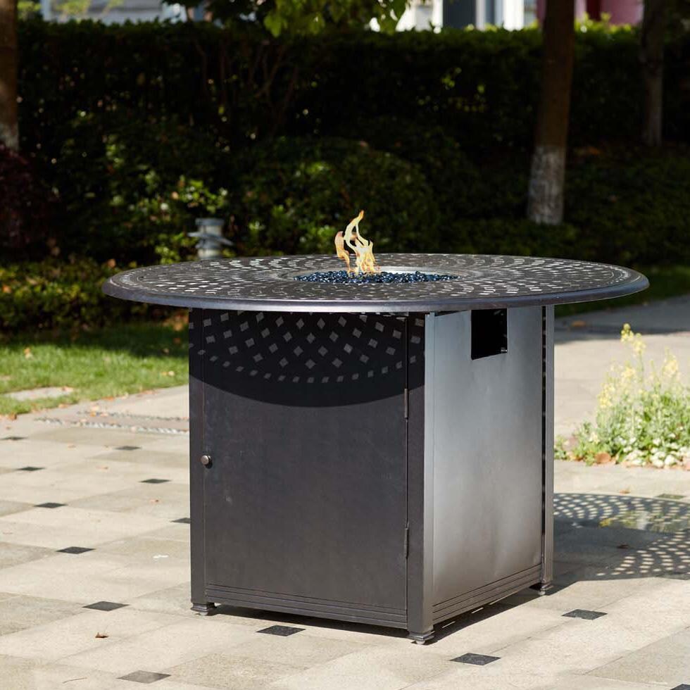 Series 60 60-in Antique Bronze Cast Aluminum Counter Height Fire Pit Table by Darlee