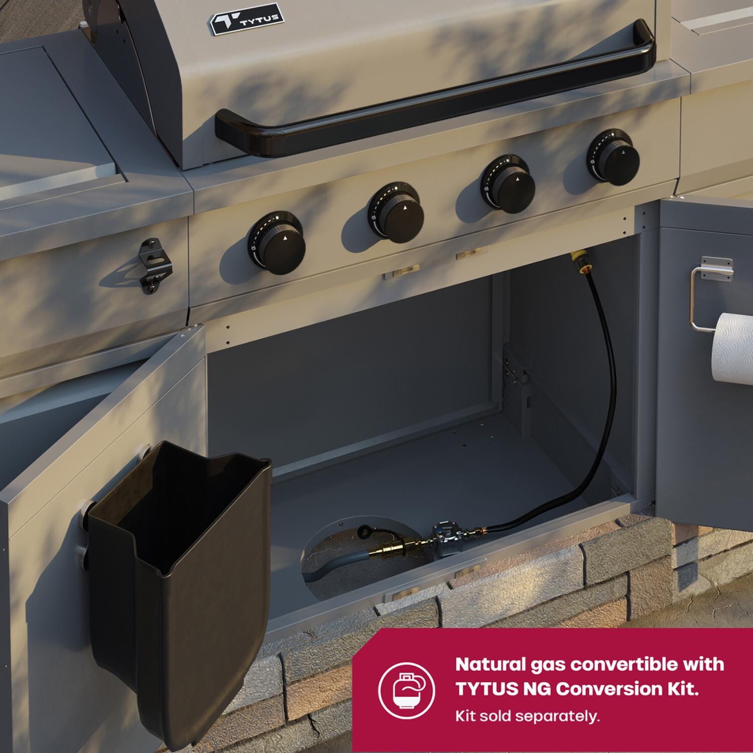 TYTUS TDT-021-0101 Fresno Series Gunmetal Gray Island Propane Grill - Natural Gas Connection - Detail thumbnail