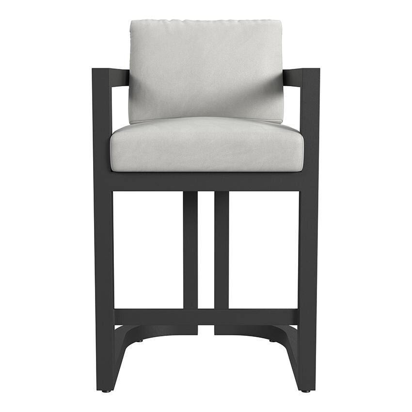 Malibu Aluminum Bar Stool in Black/Soothe Pearl by Sunset West - Front - White Background thumbnail