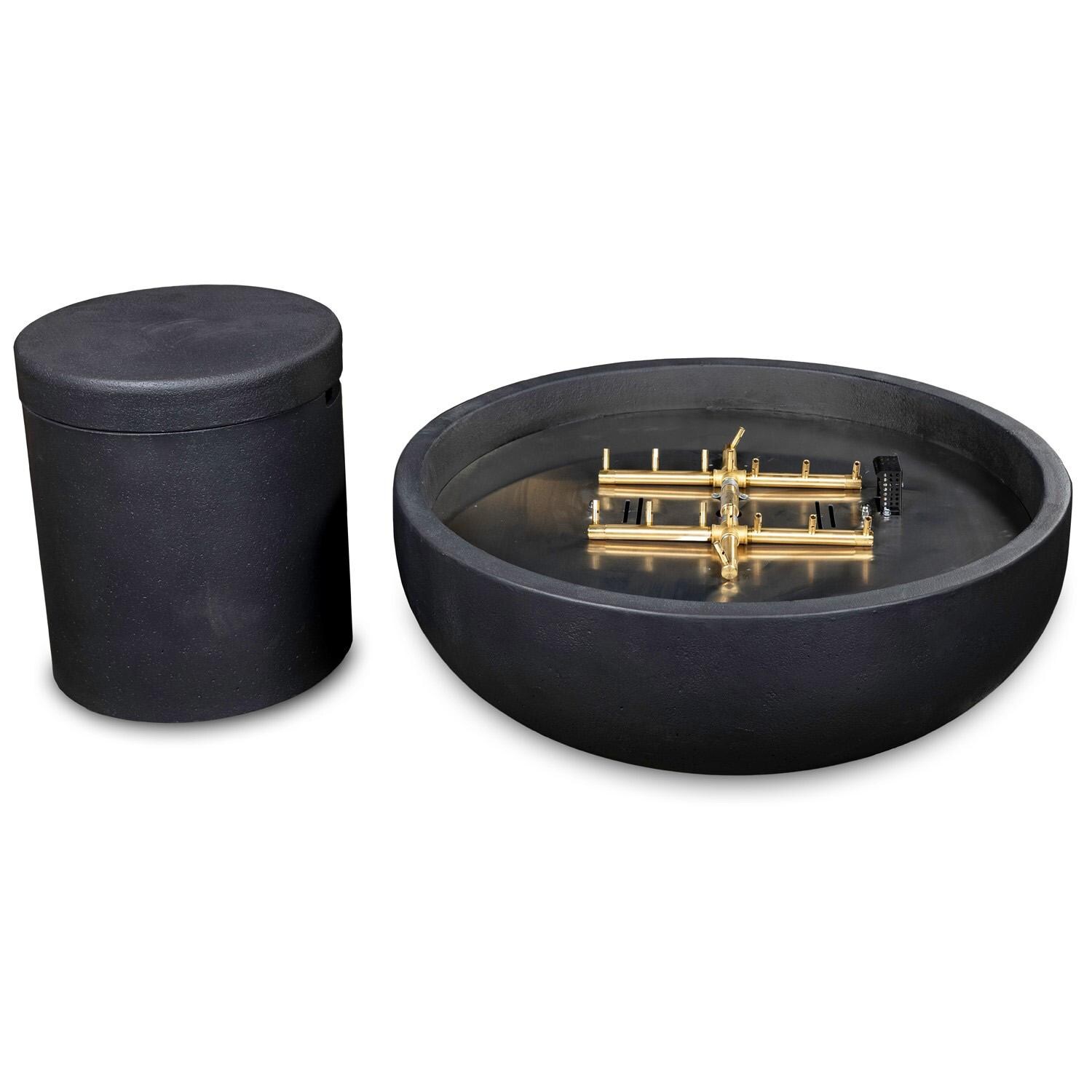 38 Inch Round Concrete Propane Fire Bowl in Phantom By Blaze - W/Tank Cover (Sold Separately) - White Background thumbnail