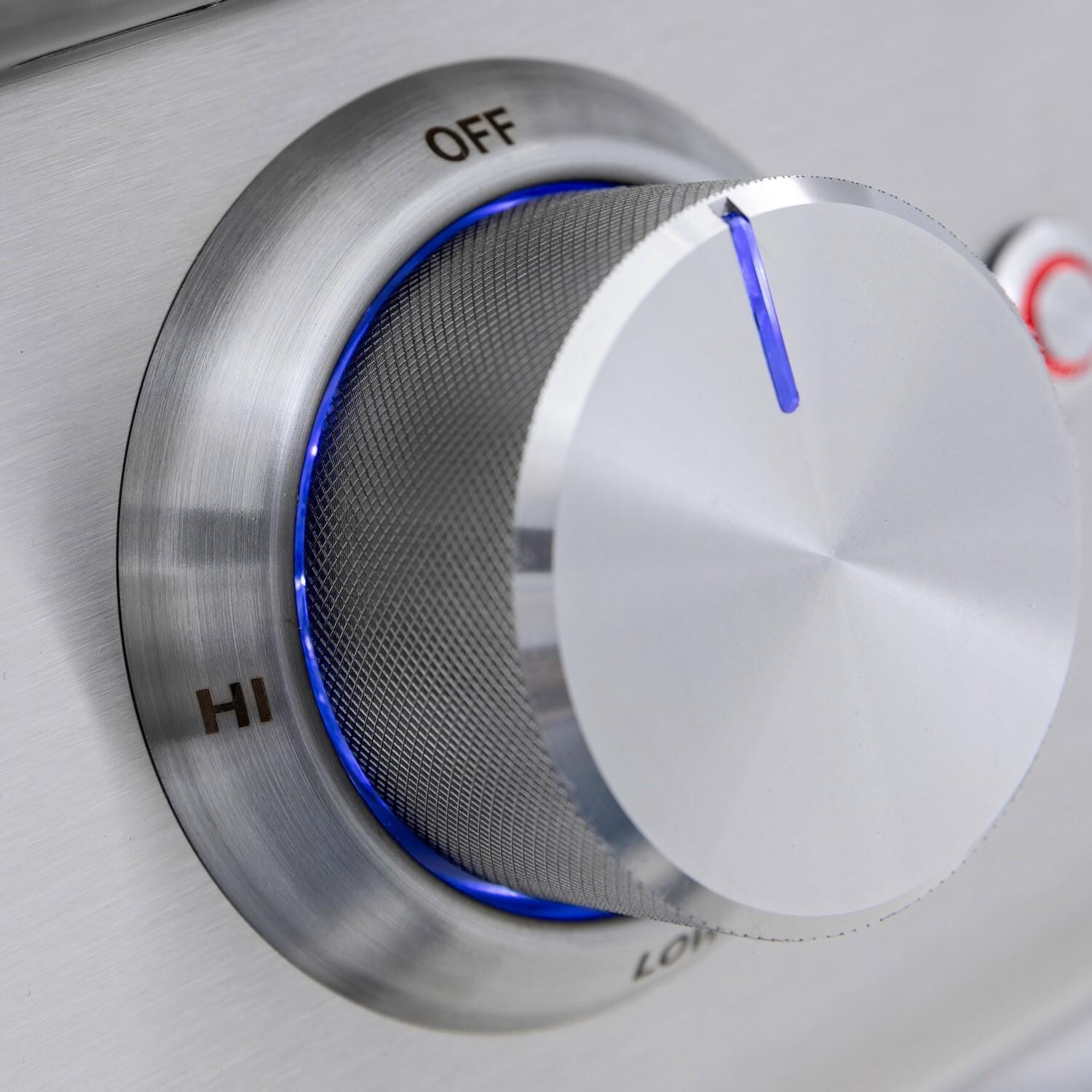 Blaze BLZ-4LTE3-NG Premium LTE+ 32-Inch 4-Burner Built-In Natural Gas Grill With Rear Infrared Burner & Lift-Assist Hood - Knob - Off Position - Detail thumbnail