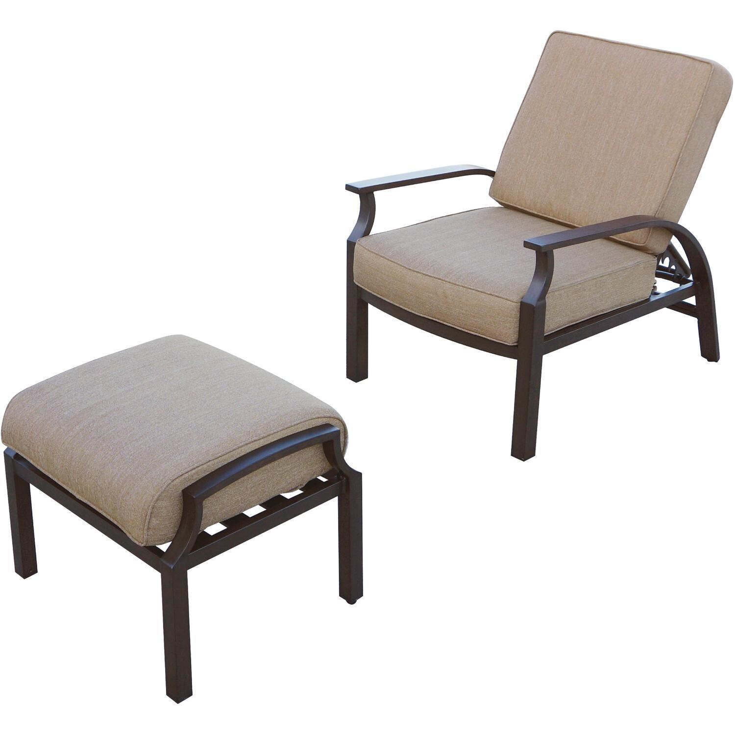 Darlee Brooklyn Adjustable Club Chair and Ottoman with Cushions - Set - White Background thumbnail