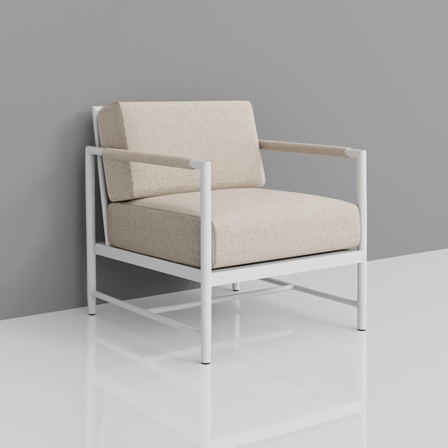 Sabbia Woven Rope Club Chair in White/Echo Ash by Sunset West