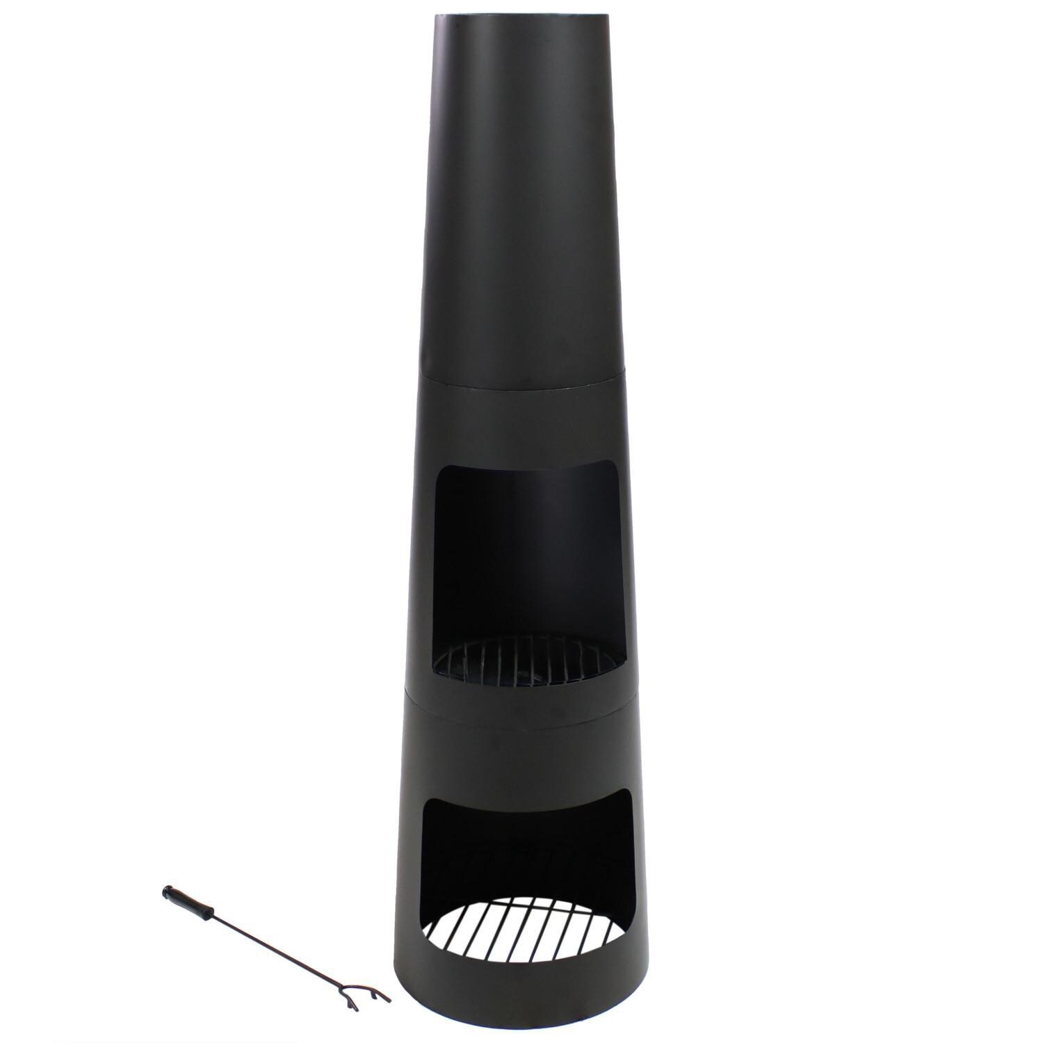 Ultimate Patio 49-Inch Steel Wood Burning Chiminea w/ Built-In Log Storage - Front View thumbnail