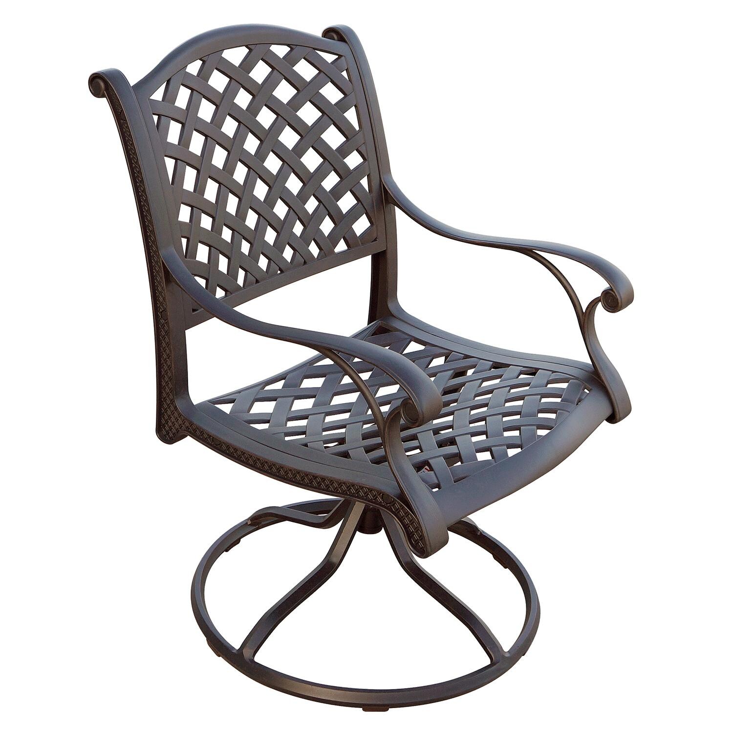 Darlee Nassau 3 Pc Conversation Set w/ Rocker - Swivel Rocker Dining Chair - Angled View - White Background thumbnail