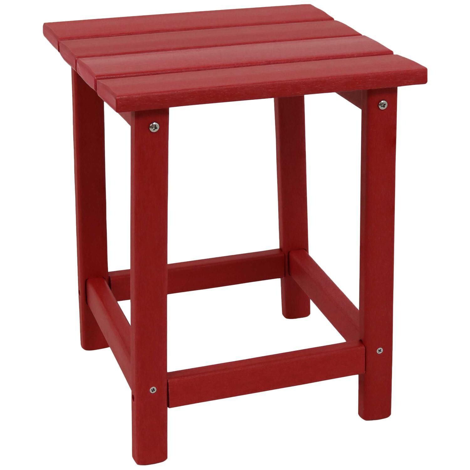 Ultimate Patio 14 3/4-Inch Square All-Weather Outdoor Side Table - Red - Angled View thumbnail