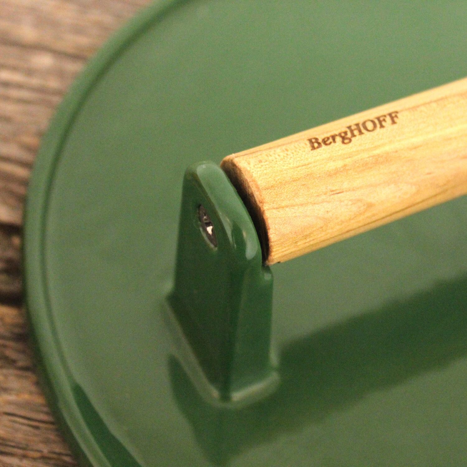 BergHOFF 2211473 9 Inch Cast Iron Steak Press Green - Handle Detail thumbnail