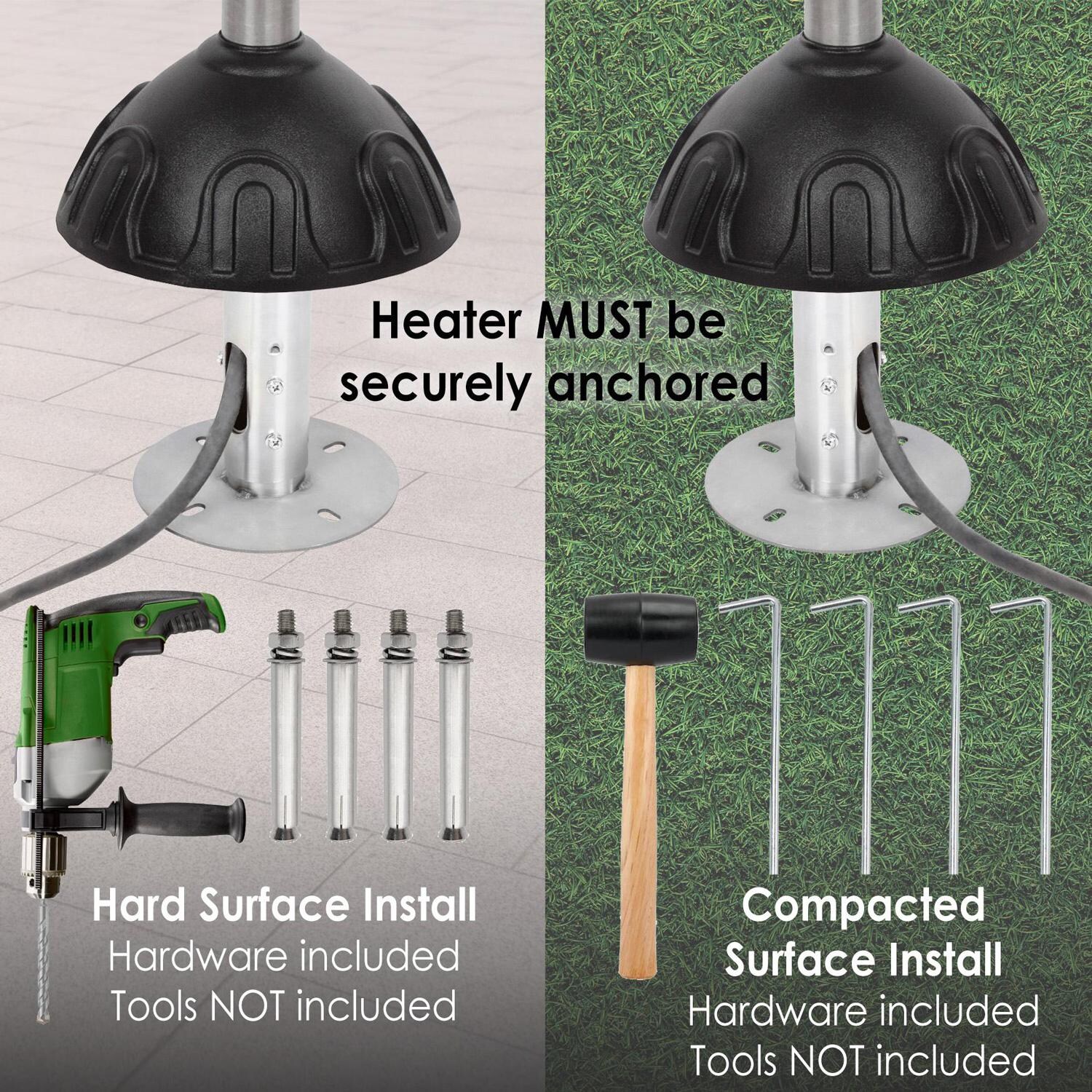 Ultimate Patio SC61445 Natural Gas Patio Heater - Stainless Steel - Install Options thumbnail