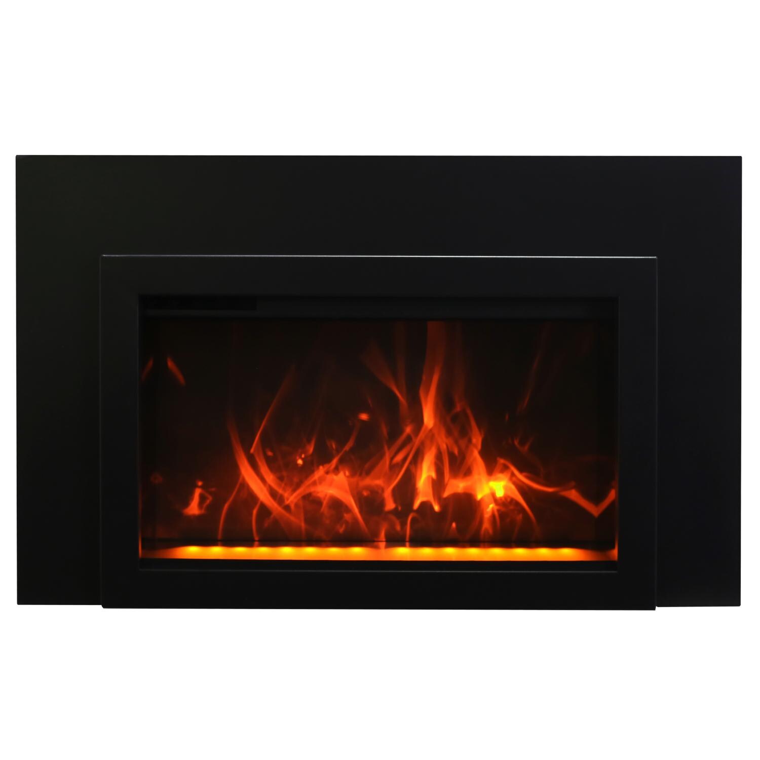 Amantii TRD-26 + TRD-26-3 26-Inch Traditional Series Built-In Electric Fireplace W/ 3 Sided Trim Kit - Orange Flames with Birch Logs thumbnail