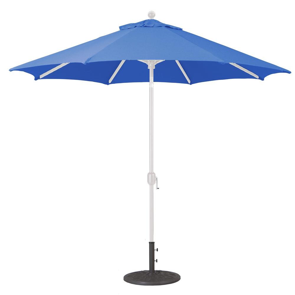 Galtech 9 Ft. Octagonal Aluminum Patio Market Umbrella W/ Crank Lift And Deluxe Auto Tilt - White Frame W/ Sunbrella Canvas Pacific Blue Canopy