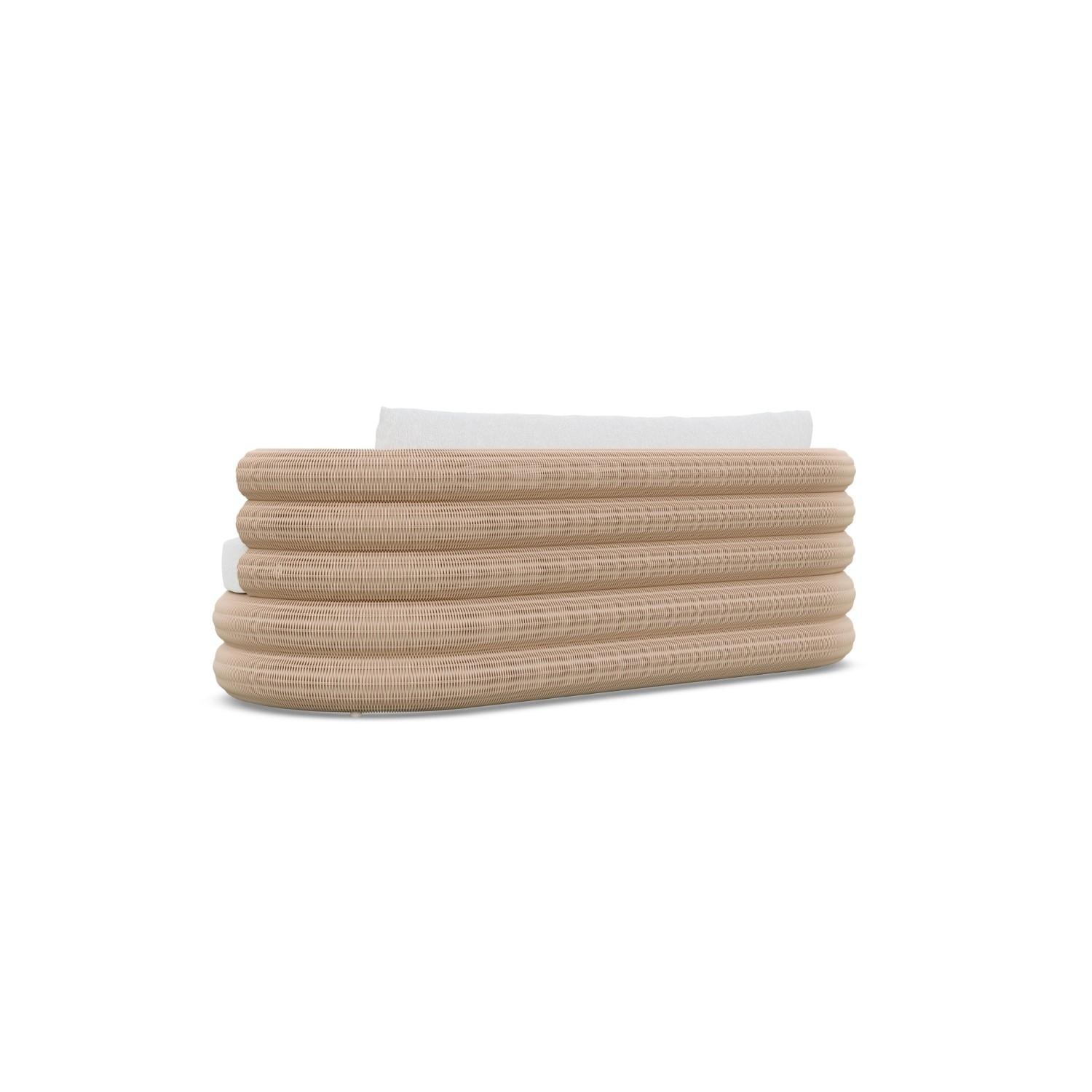 Azzurro Living TEX-W05S3-CU Texoma Wicker Sofa in Almond/Cloud - Back - White Background thumbnail