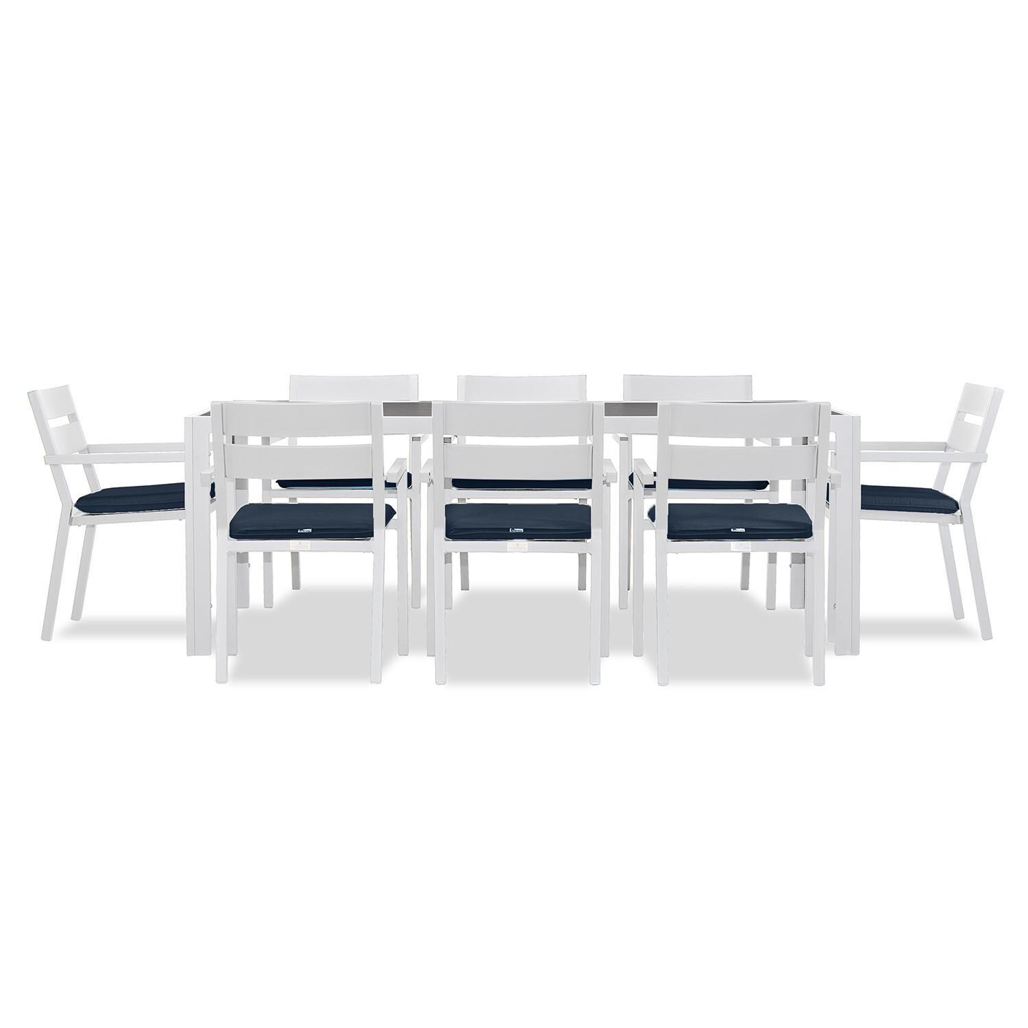 Calm Bay 9 Pc Rectangular Dining Set in White/Spectrum Indigo by Lakeview - White Background 2 thumbnail