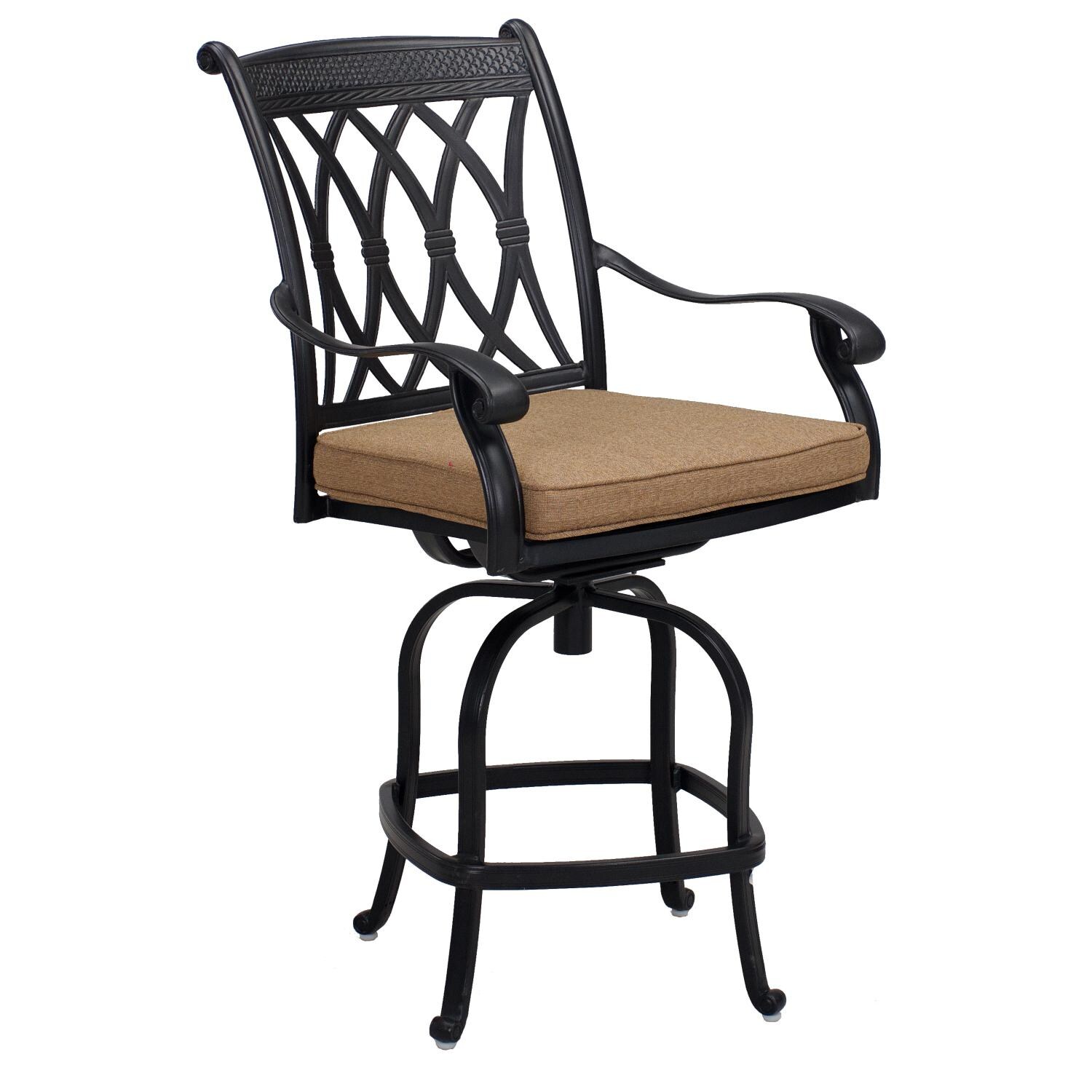 Darlee 201660-7PC-60GHD Capri Cast Aluminum Counter Height Swivel Bar Stool W/ Sesame Polyester Cushion